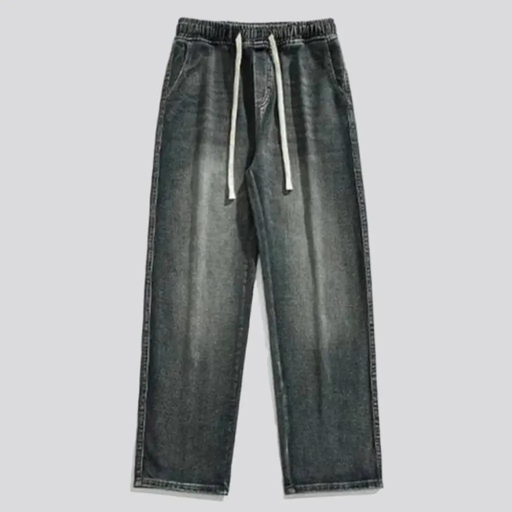 Grey-cast men's high-waist jeans