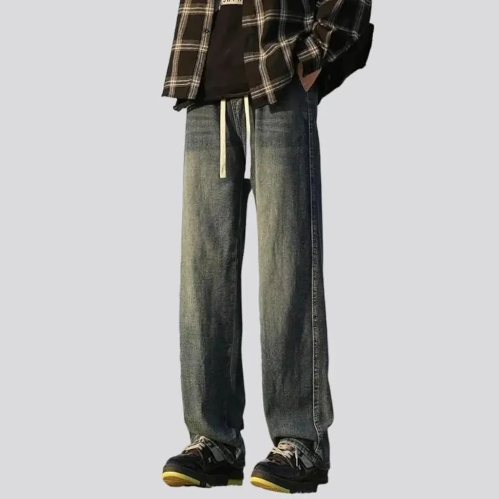 Grey-cast men's high-waist jeans
