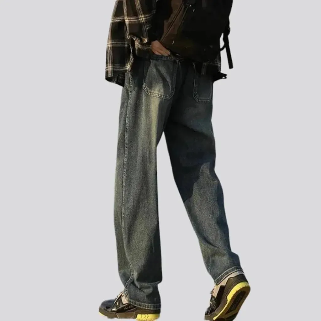 Grey-cast men's high-waist jeans