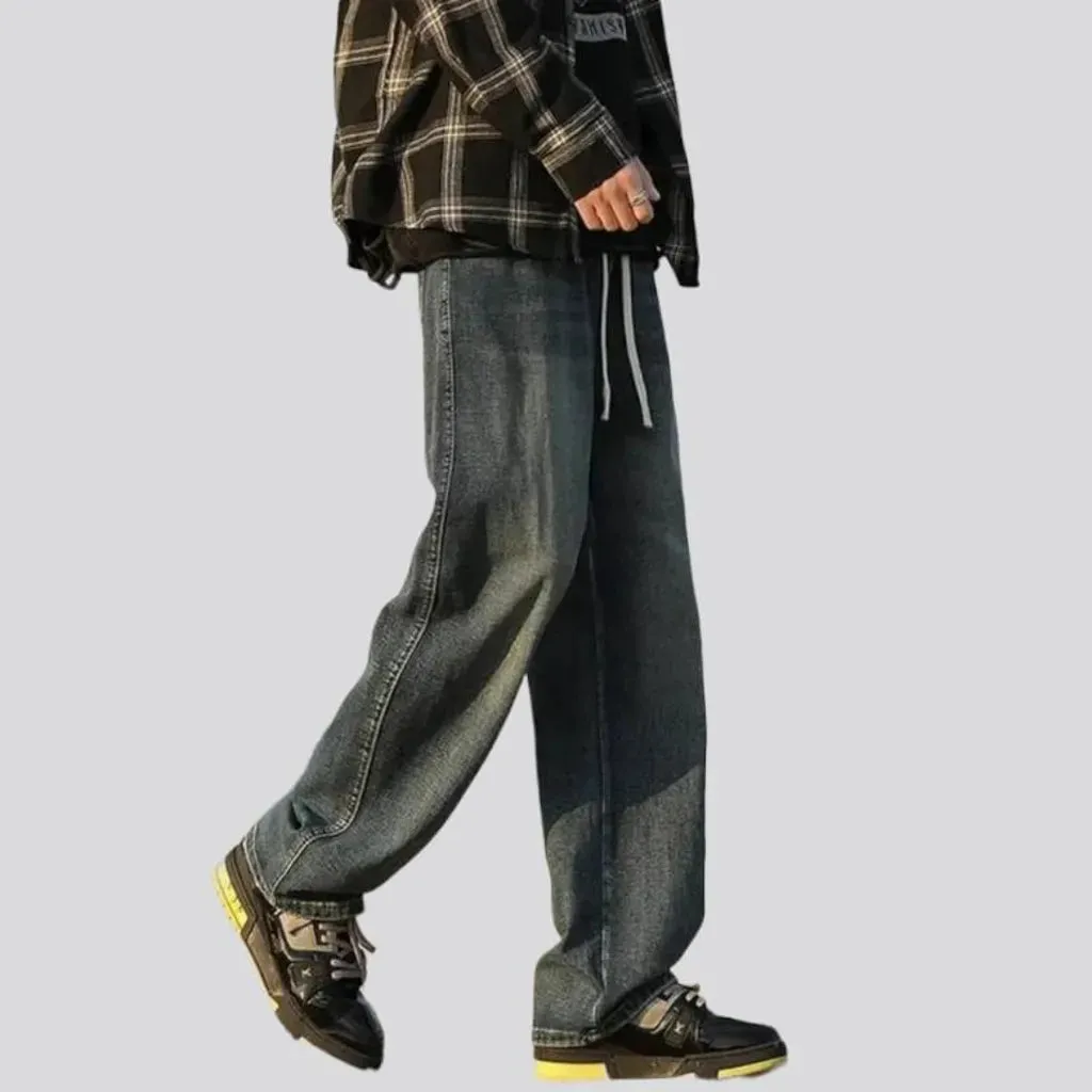 Grey-cast men's high-waist jeans