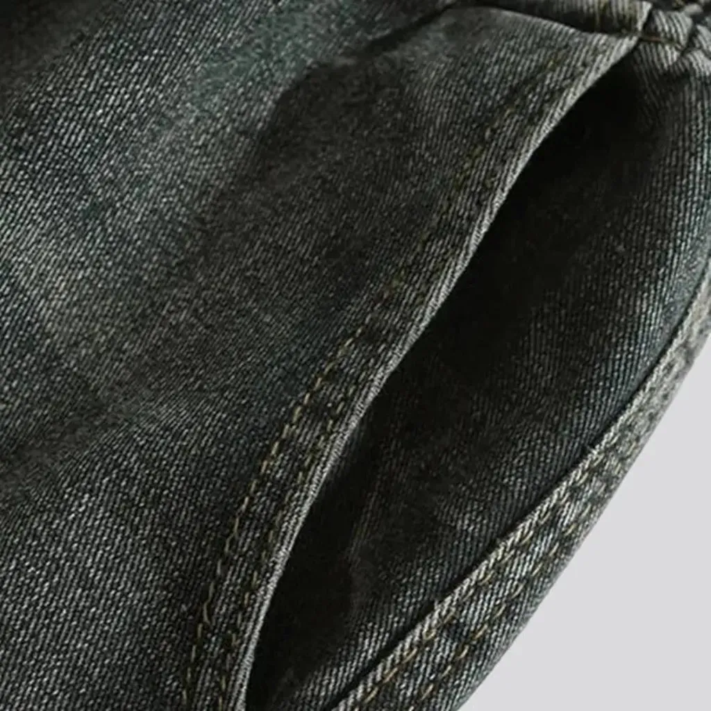Grey-cast men's high-waist jeans