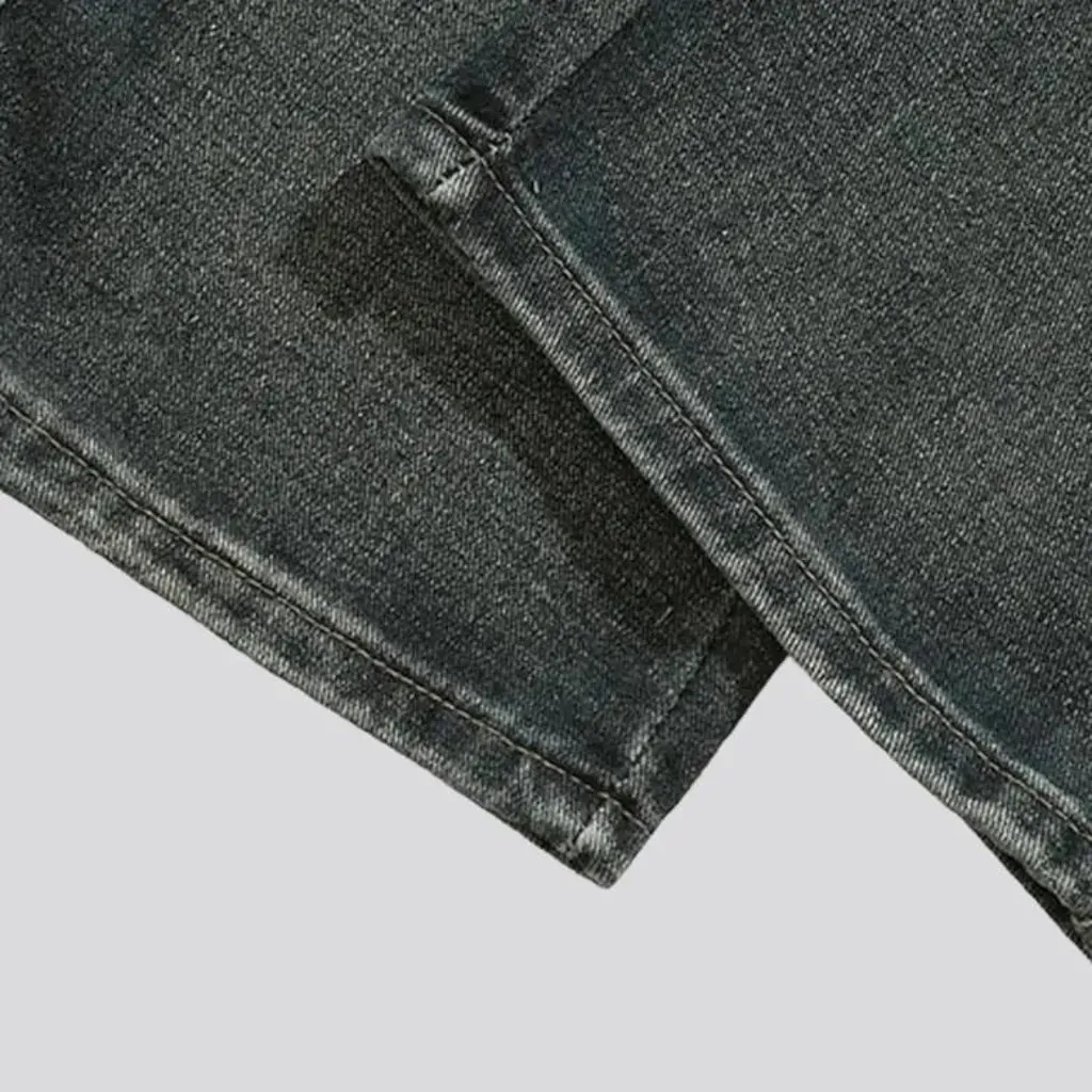 Grey-cast men's high-waist jeans