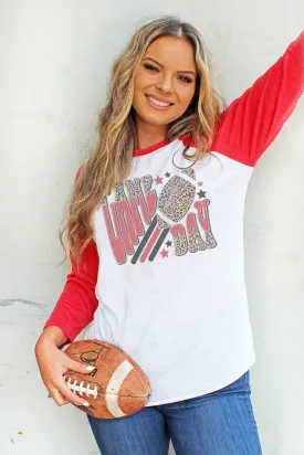 Groovy Game Day Red and Black Tri-Blend Unisex 3/4 Raglan