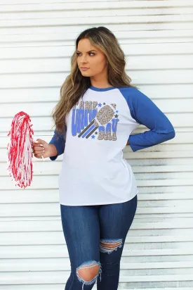 Groovy Game Day Royal and Black Tri-Blend Unisex 3/4 Raglan
