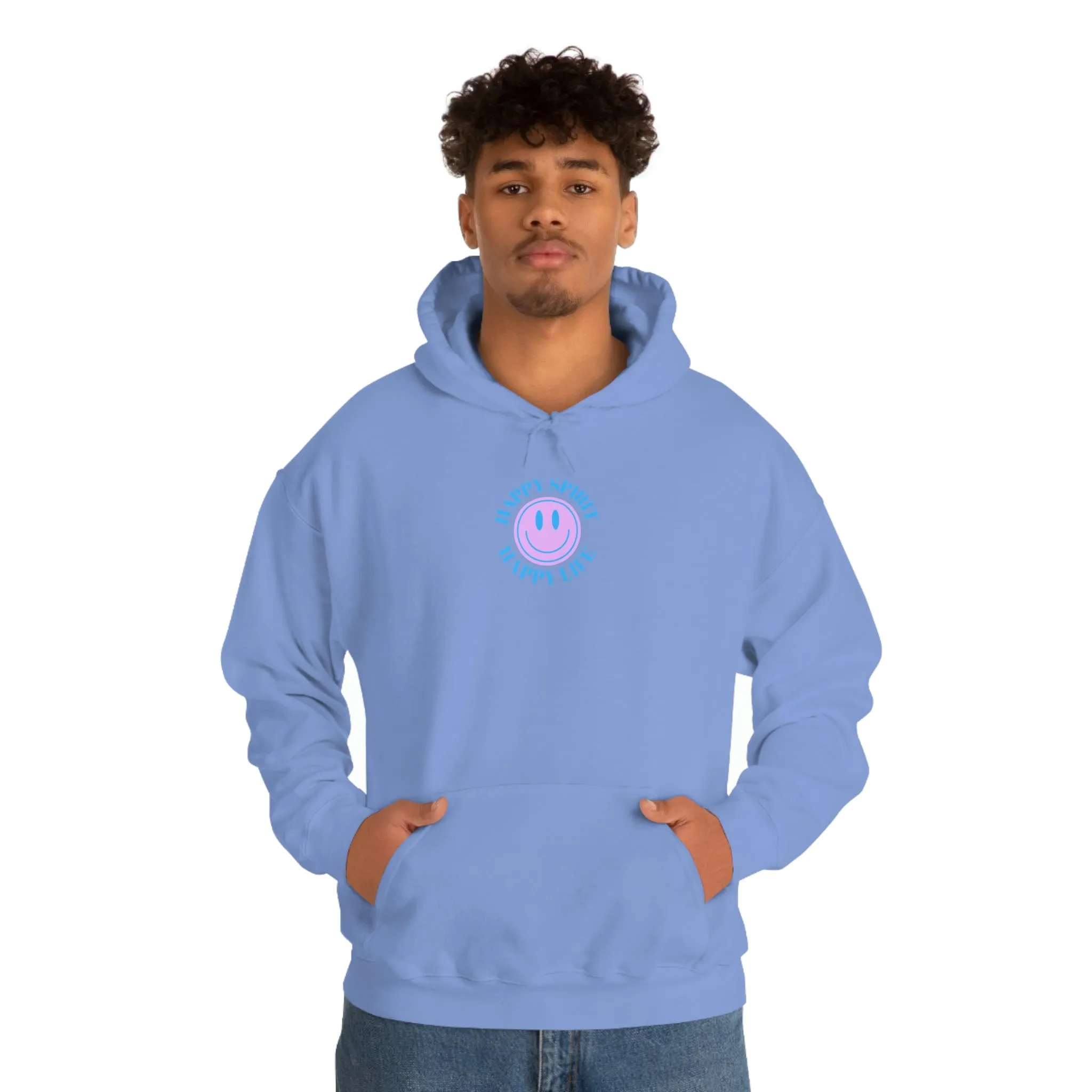 Happy Spirit Happy Life Sweatshirt, Gildan 18500 Hoodie, Oversized Hoodie, Front Back Print Trendy Sweatshirt, Beach Cover Up, Lake Cover