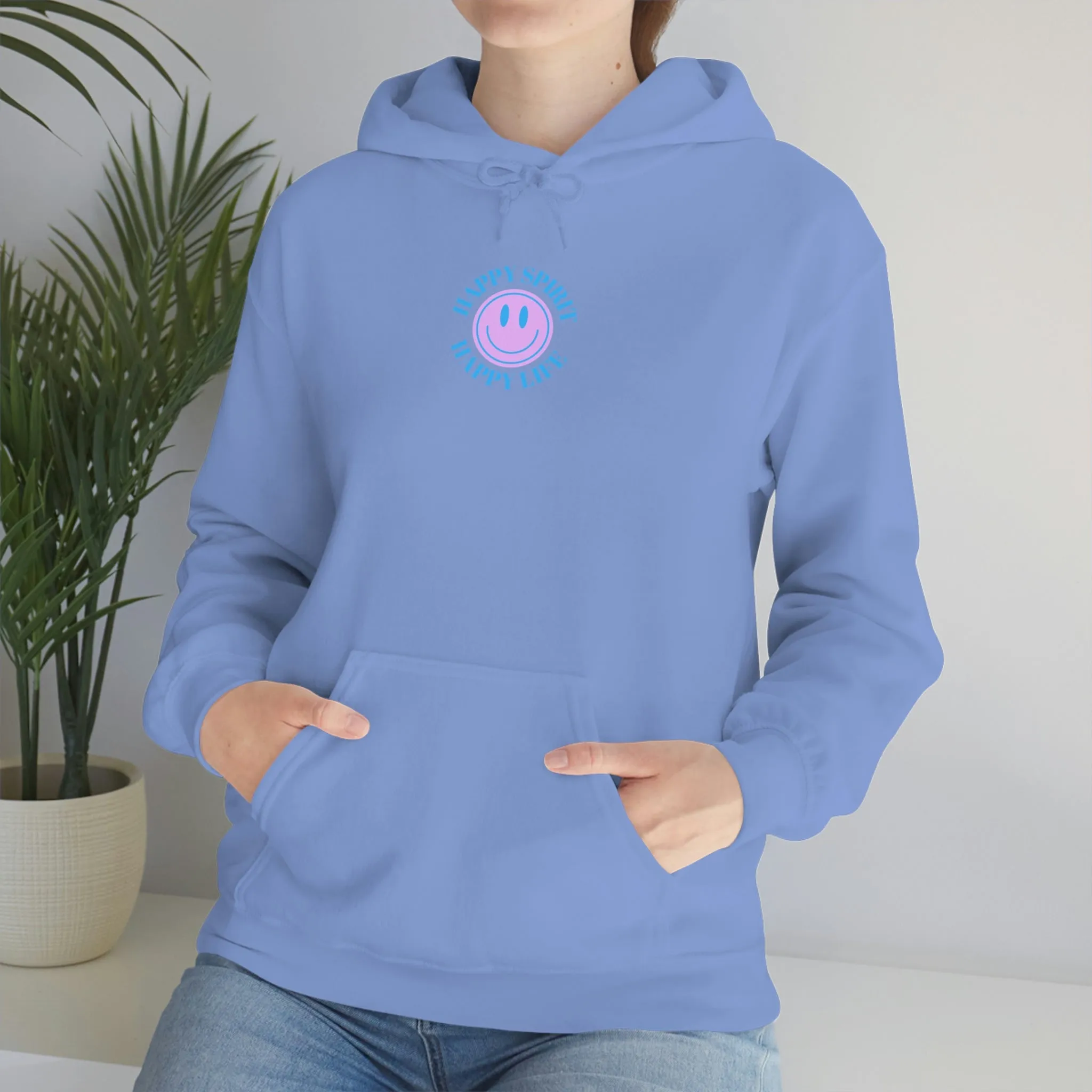 Happy Spirit Happy Life Sweatshirt, Gildan 18500 Hoodie, Oversized Hoodie, Front Back Print Trendy Sweatshirt, Beach Cover Up, Lake Cover