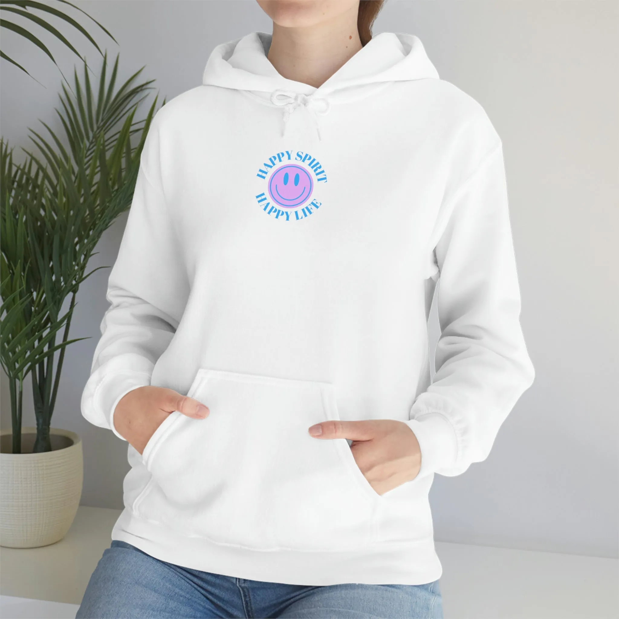Happy Spirit Happy Life Sweatshirt, Gildan 18500 Hoodie, Oversized Hoodie, Front Back Print Trendy Sweatshirt, Beach Cover Up, Lake Cover