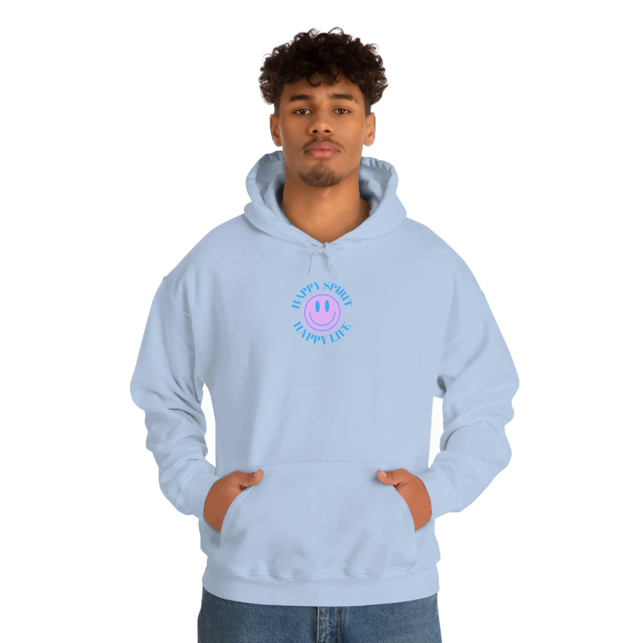 Happy Spirit Happy Life Sweatshirt, Gildan 18500 Hoodie, Oversized Hoodie, Front Back Print Trendy Sweatshirt, Beach Cover Up, Lake Cover