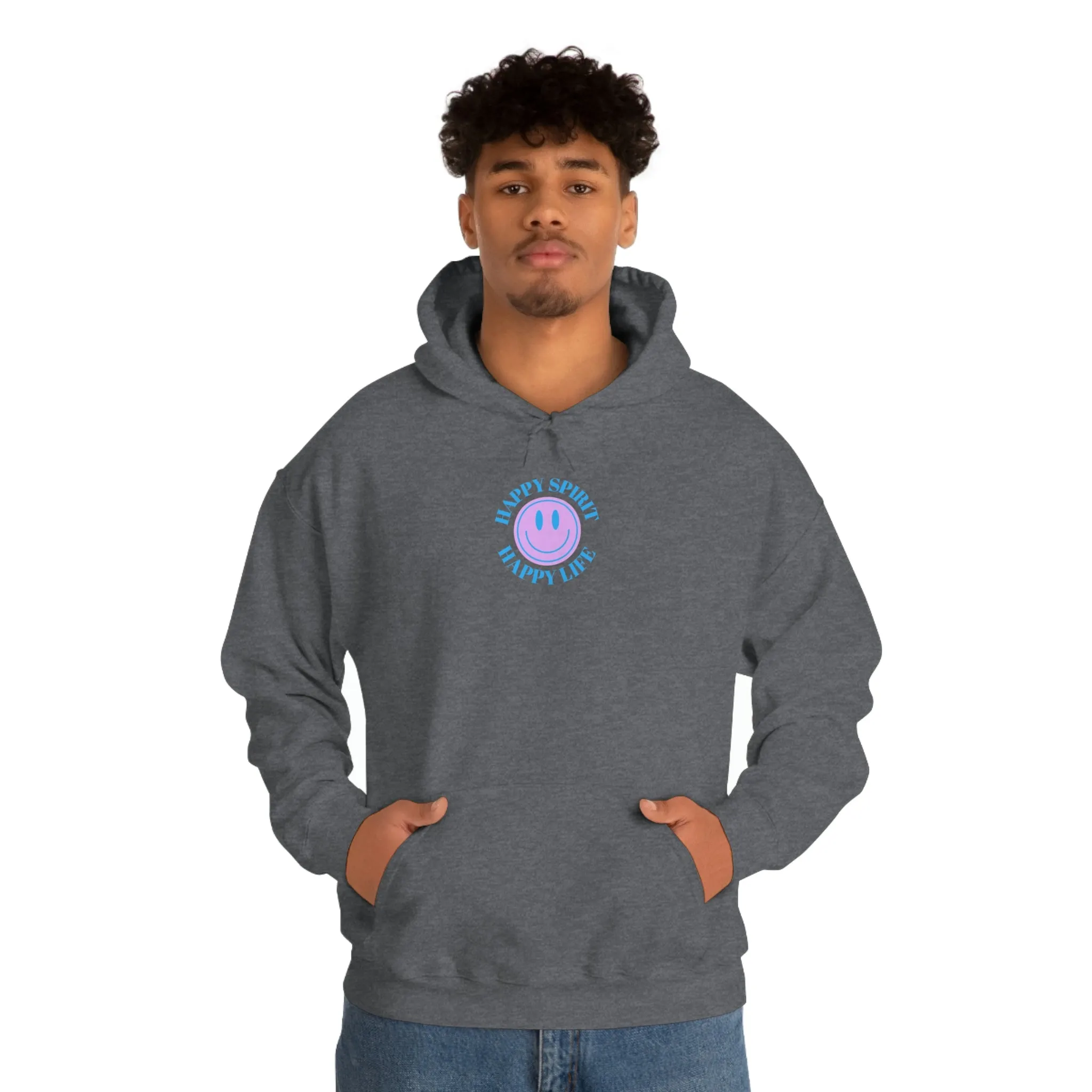 Happy Spirit Happy Life Sweatshirt, Gildan 18500 Hoodie, Oversized Hoodie, Front Back Print Trendy Sweatshirt, Beach Cover Up, Lake Cover