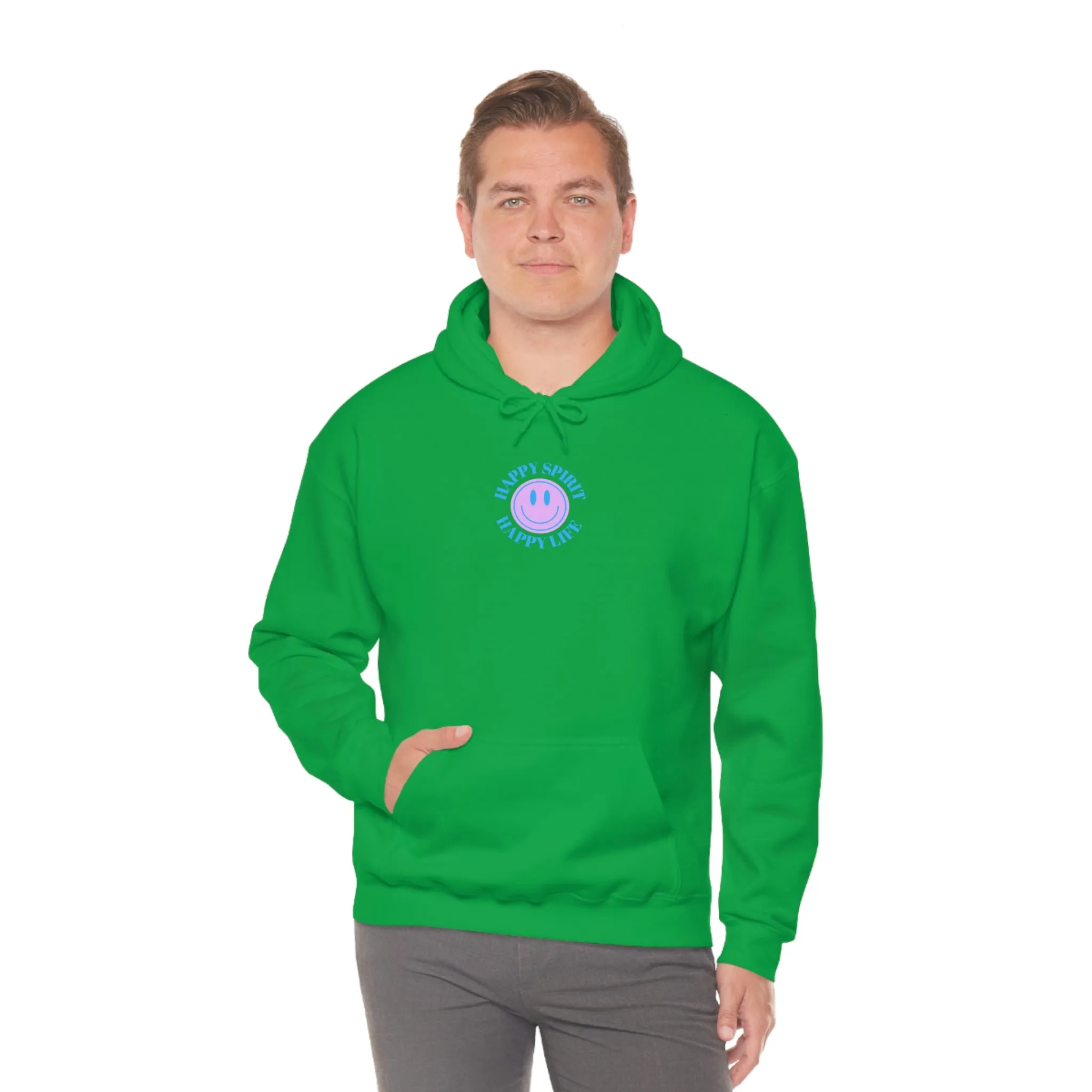 Happy Spirit Happy Life Sweatshirt, Gildan 18500 Hoodie, Oversized Hoodie, Front Back Print Trendy Sweatshirt, Beach Cover Up, Lake Cover