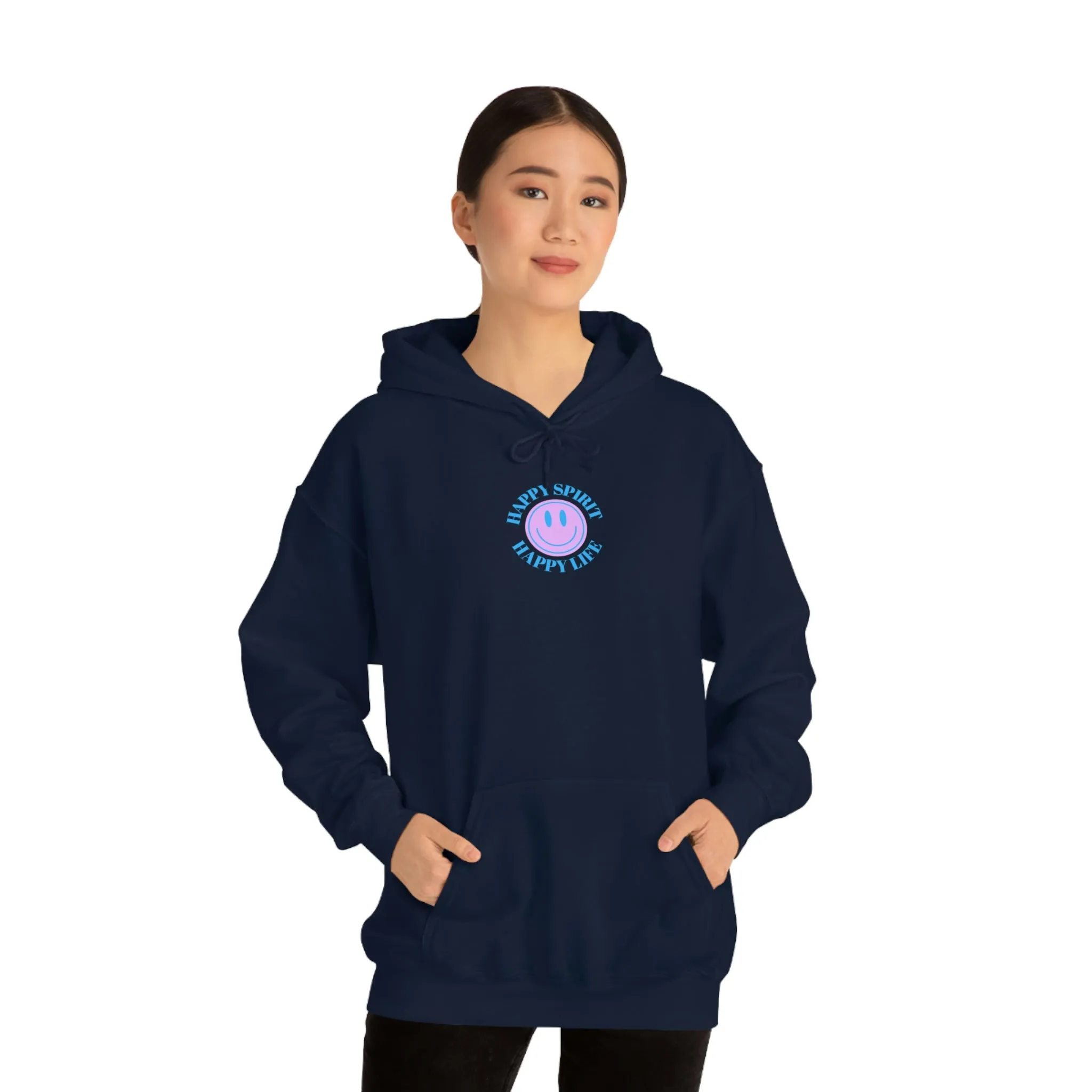 Happy Spirit Happy Life Sweatshirt, Gildan 18500 Hoodie, Oversized Hoodie, Front Back Print Trendy Sweatshirt, Beach Cover Up, Lake Cover