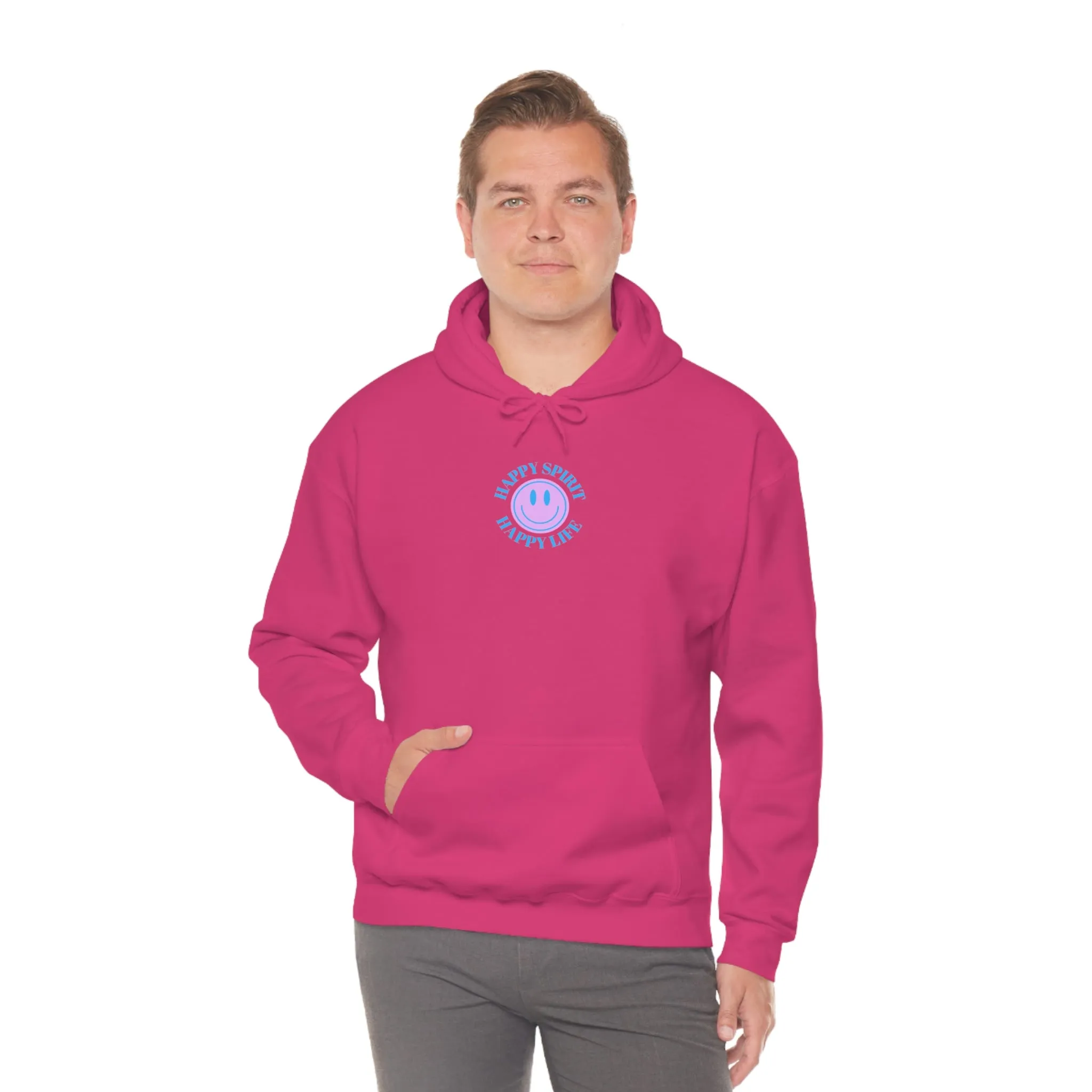 Happy Spirit Happy Life Sweatshirt, Gildan 18500 Hoodie, Oversized Hoodie, Front Back Print Trendy Sweatshirt, Beach Cover Up, Lake Cover