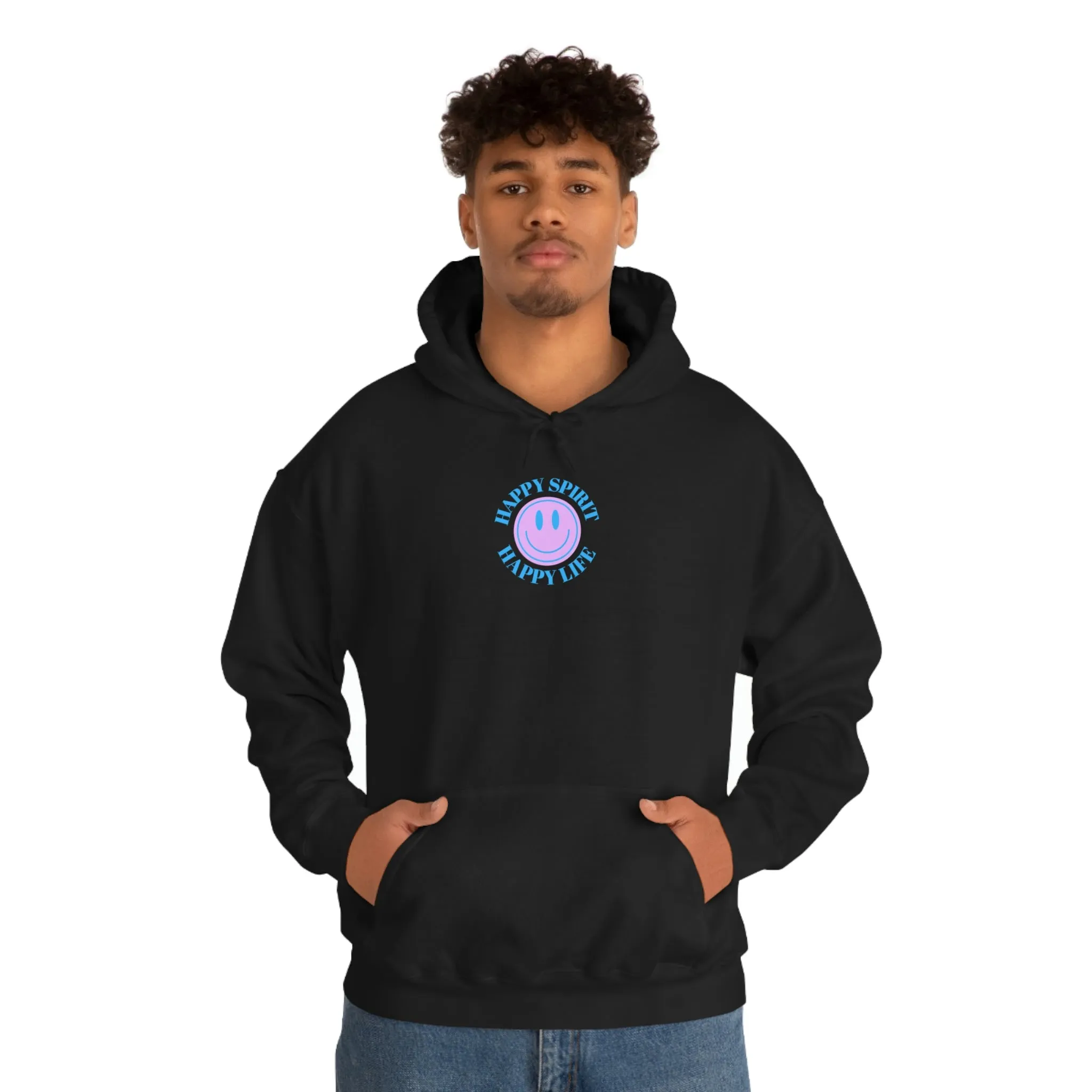Happy Spirit Happy Life Sweatshirt, Gildan 18500 Hoodie, Oversized Hoodie, Front Back Print Trendy Sweatshirt, Beach Cover Up, Lake Cover