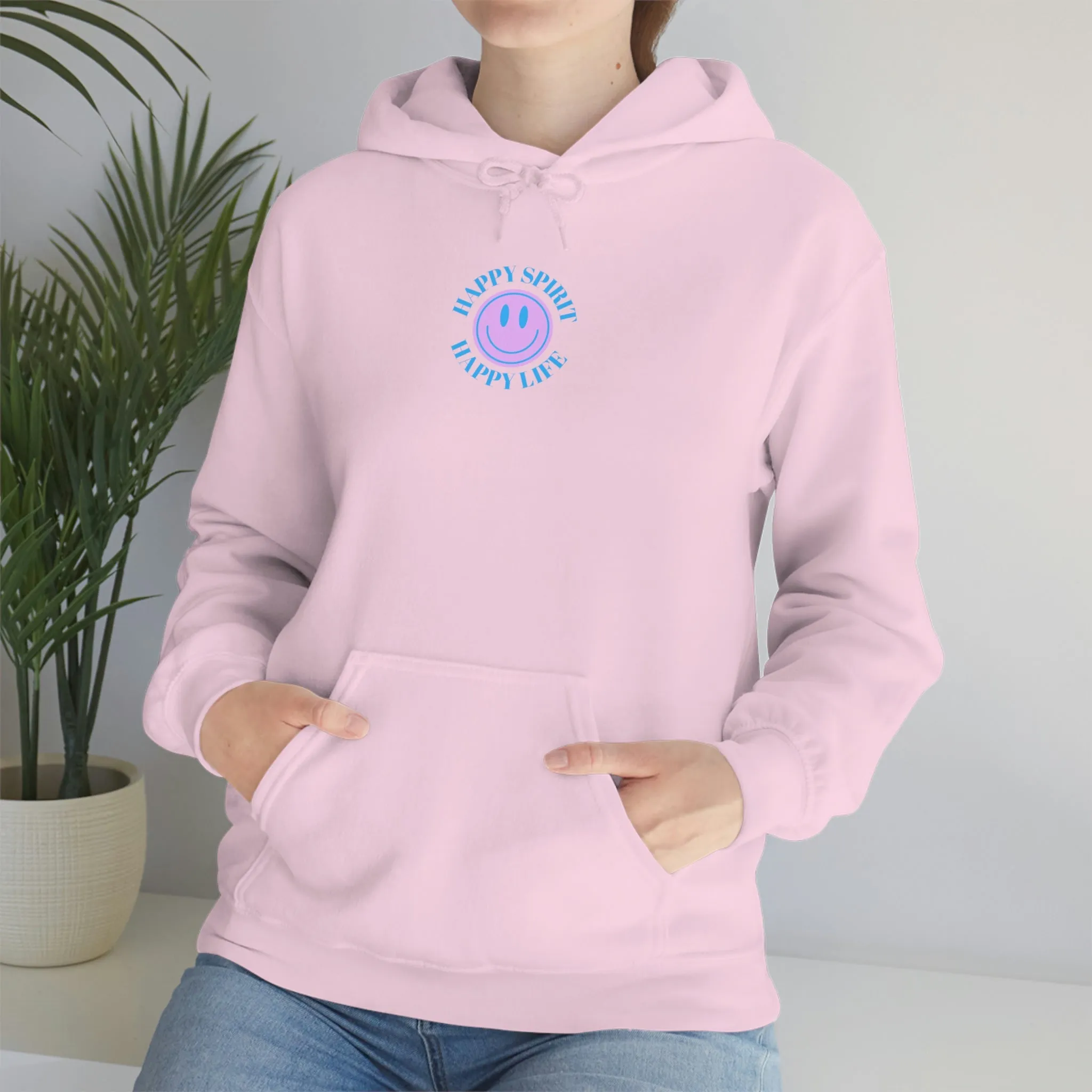 Happy Spirit Happy Life Sweatshirt, Gildan 18500 Hoodie, Oversized Hoodie, Front Back Print Trendy Sweatshirt, Beach Cover Up, Lake Cover