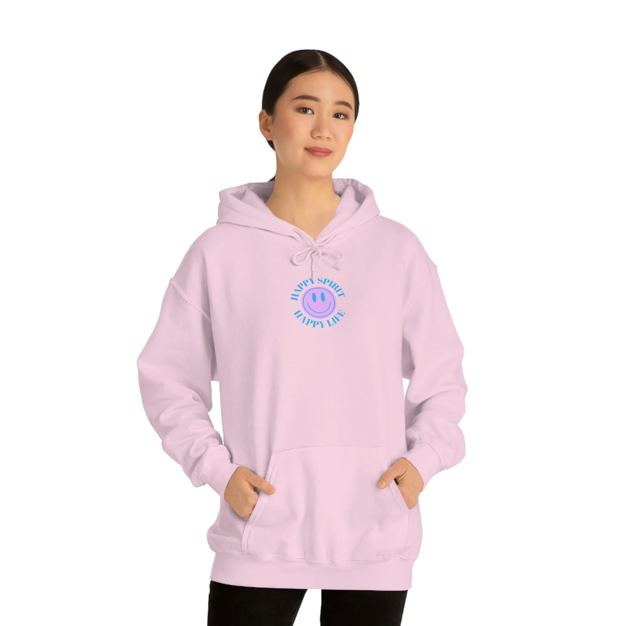 Happy Spirit Happy Life Sweatshirt, Gildan 18500 Hoodie, Oversized Hoodie, Front Back Print Trendy Sweatshirt, Beach Cover Up, Lake Cover