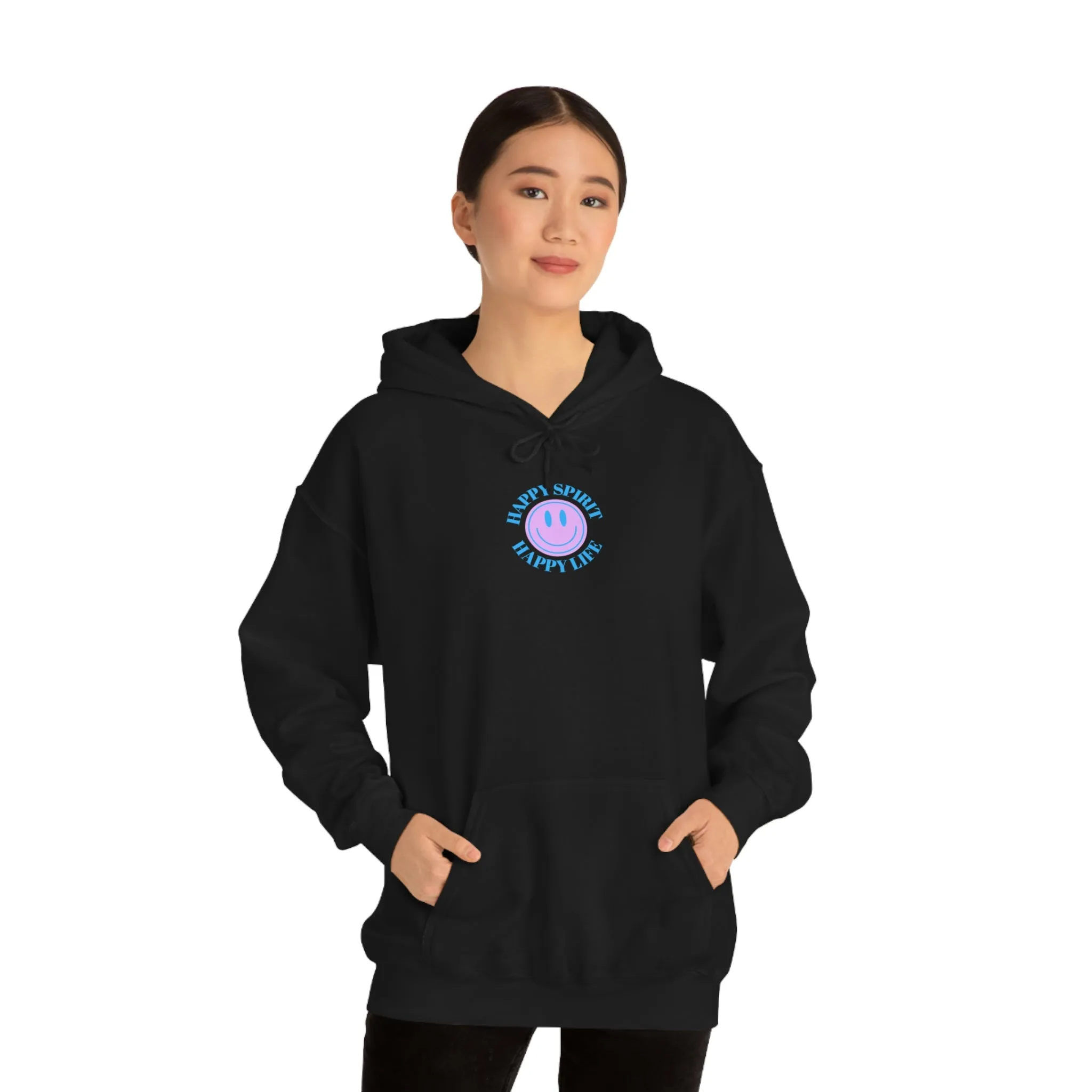 Happy Spirit Happy Life Sweatshirt, Gildan 18500 Hoodie, Oversized Hoodie, Front Back Print Trendy Sweatshirt, Beach Cover Up, Lake Cover