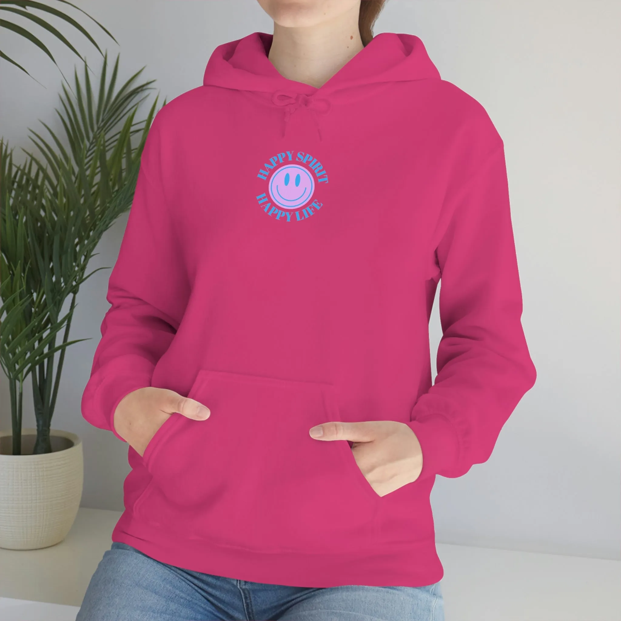 Happy Spirit Happy Life Sweatshirt, Gildan 18500 Hoodie, Oversized Hoodie, Front Back Print Trendy Sweatshirt, Beach Cover Up, Lake Cover