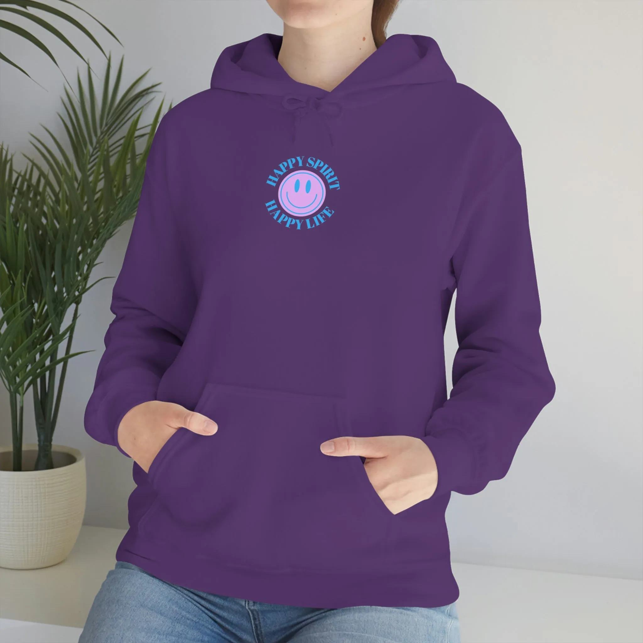 Happy Spirit Happy Life Sweatshirt, Gildan 18500 Hoodie, Oversized Hoodie, Front Back Print Trendy Sweatshirt, Beach Cover Up, Lake Cover
