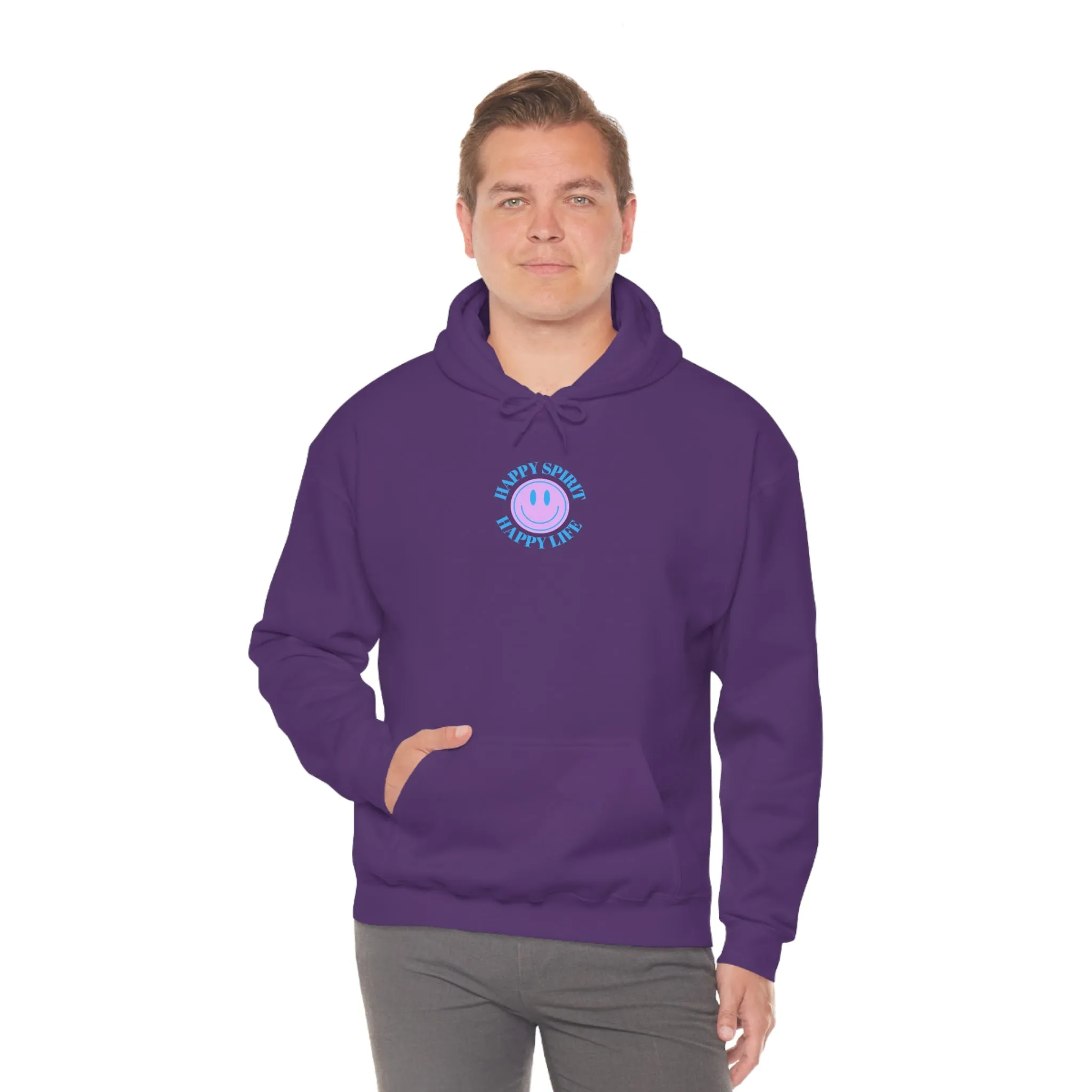 Happy Spirit Happy Life Sweatshirt, Gildan 18500 Hoodie, Oversized Hoodie, Front Back Print Trendy Sweatshirt, Beach Cover Up, Lake Cover