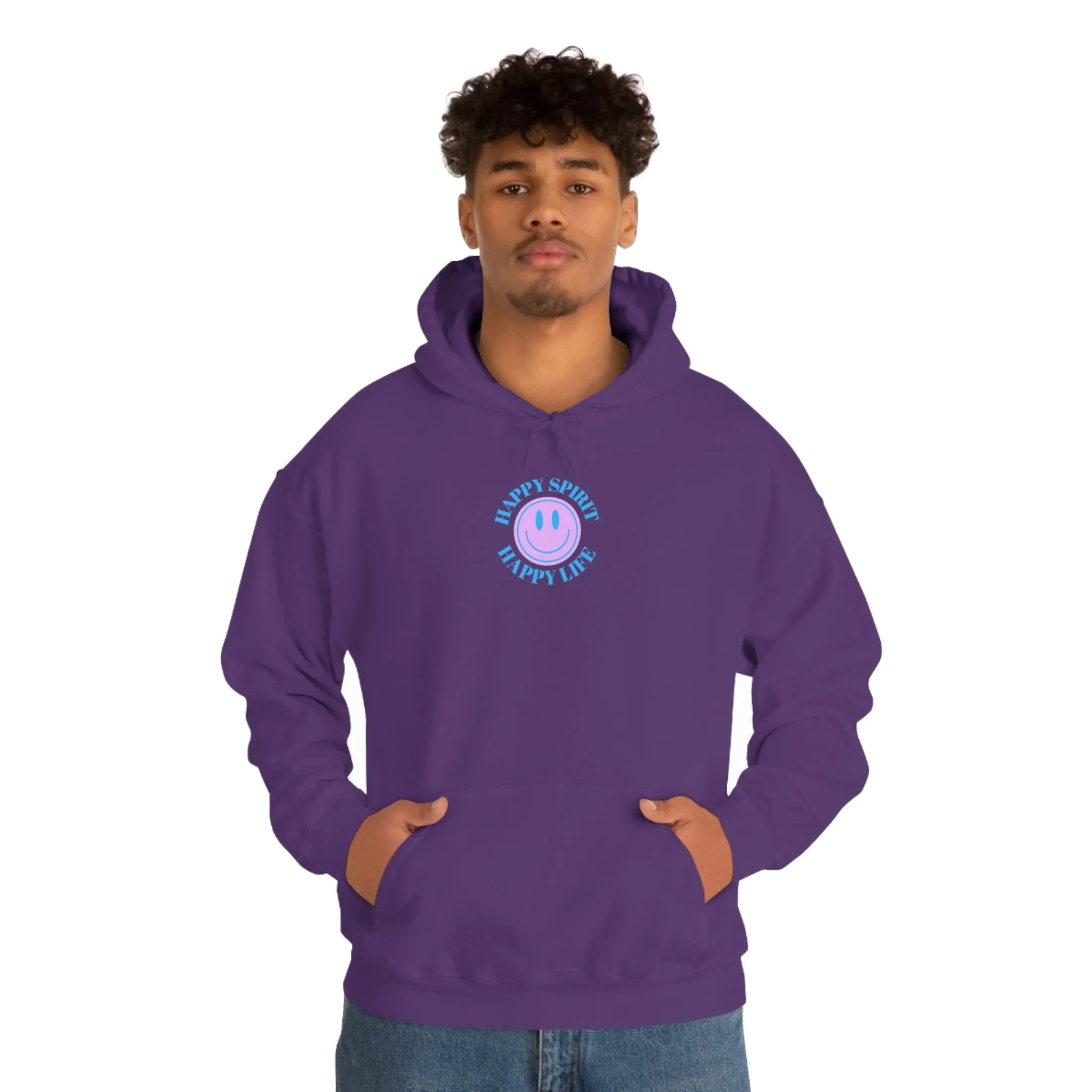 Happy Spirit Happy Life Sweatshirt, Gildan 18500 Hoodie, Oversized Hoodie, Front Back Print Trendy Sweatshirt, Beach Cover Up, Lake Cover