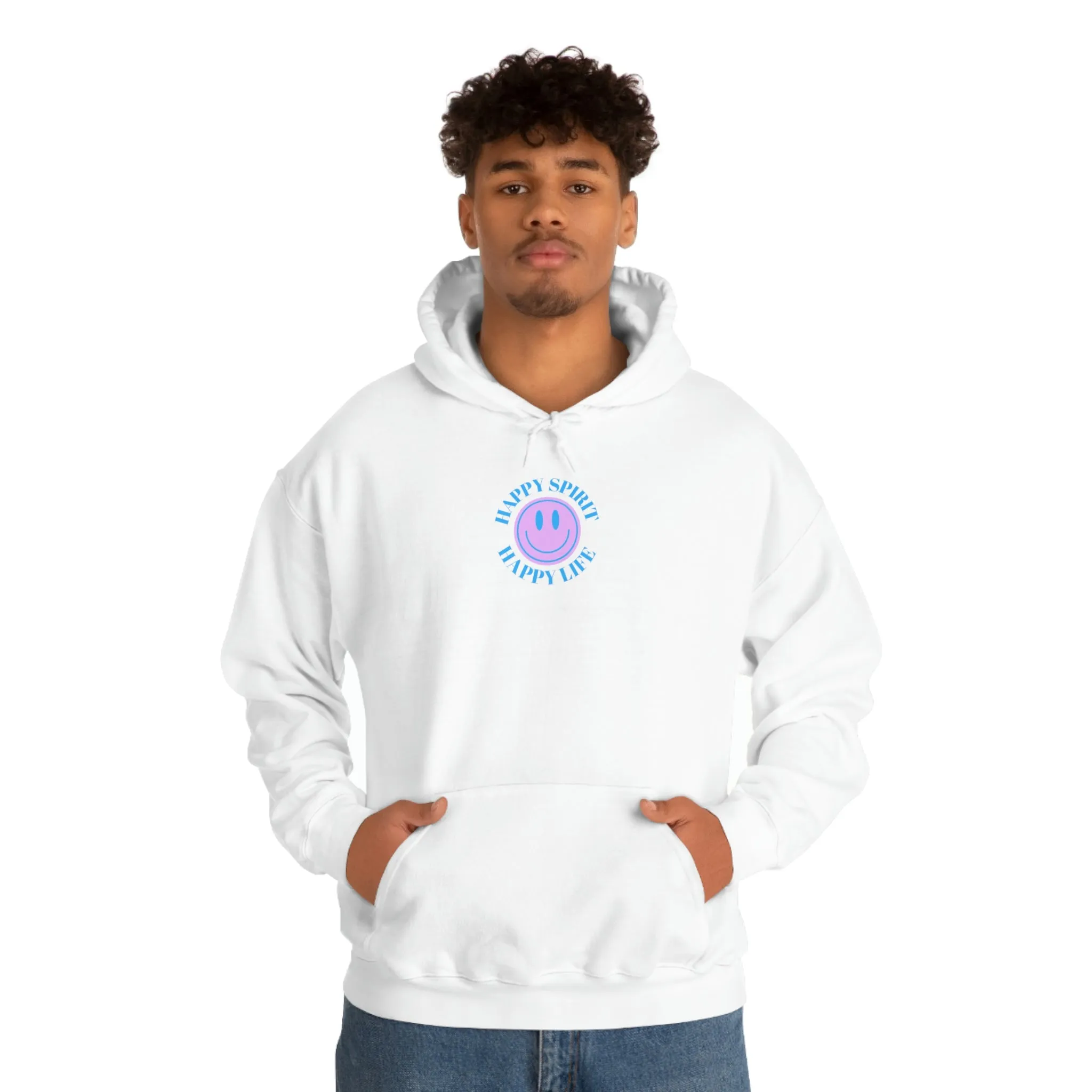 Happy Spirit Happy Life Sweatshirt, Gildan 18500 Hoodie, Oversized Hoodie, Front Back Print Trendy Sweatshirt, Beach Cover Up, Lake Cover