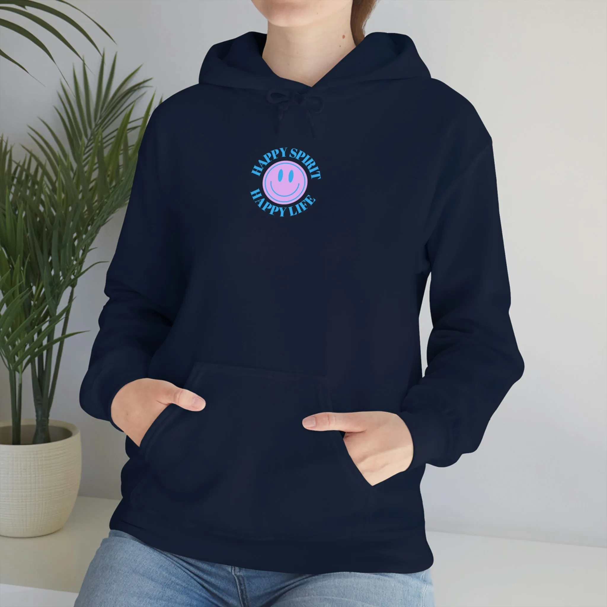 Happy Spirit Happy Life Sweatshirt, Gildan 18500 Hoodie, Oversized Hoodie, Front Back Print Trendy Sweatshirt, Beach Cover Up, Lake Cover