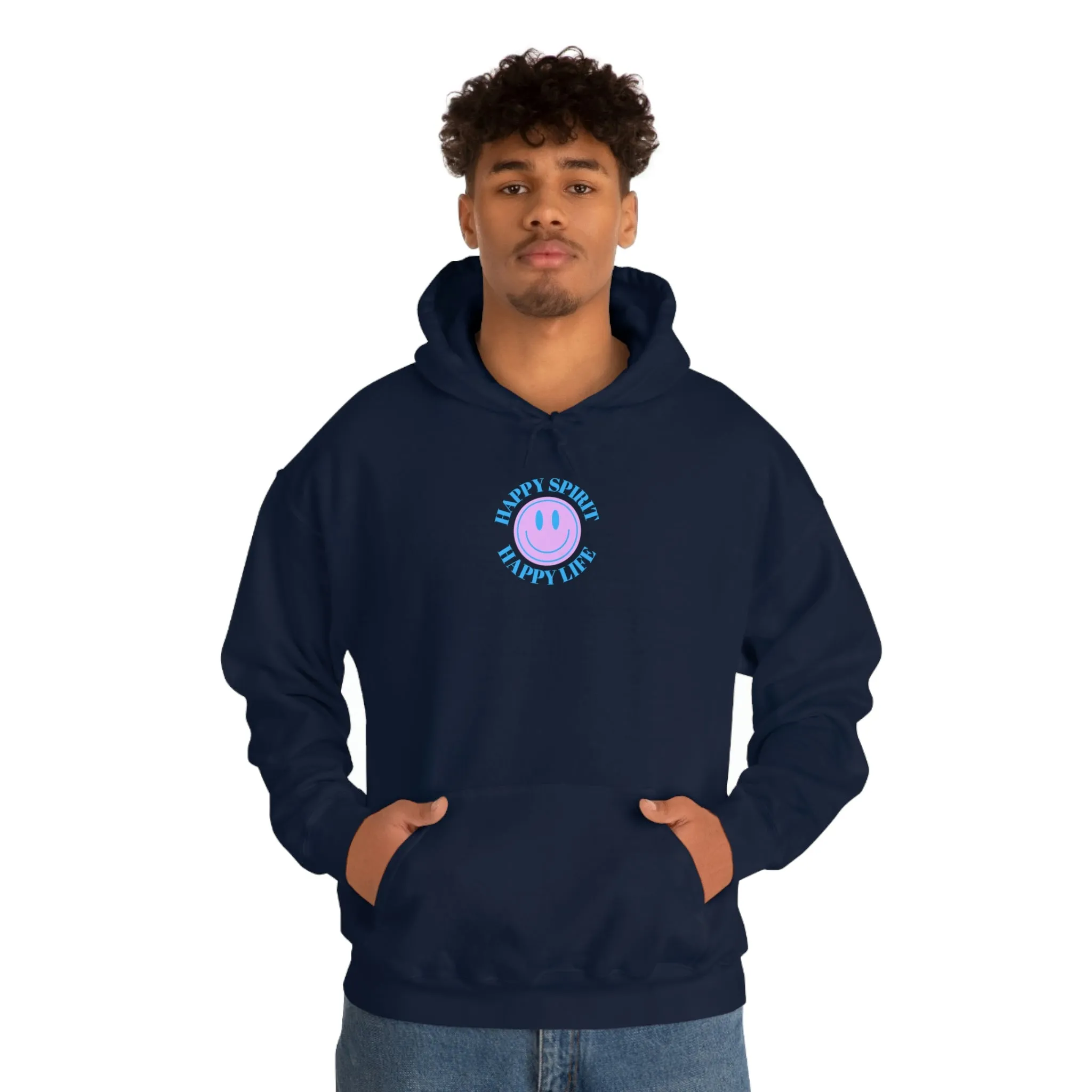 Happy Spirit Happy Life Sweatshirt, Gildan 18500 Hoodie, Oversized Hoodie, Front Back Print Trendy Sweatshirt, Beach Cover Up, Lake Cover