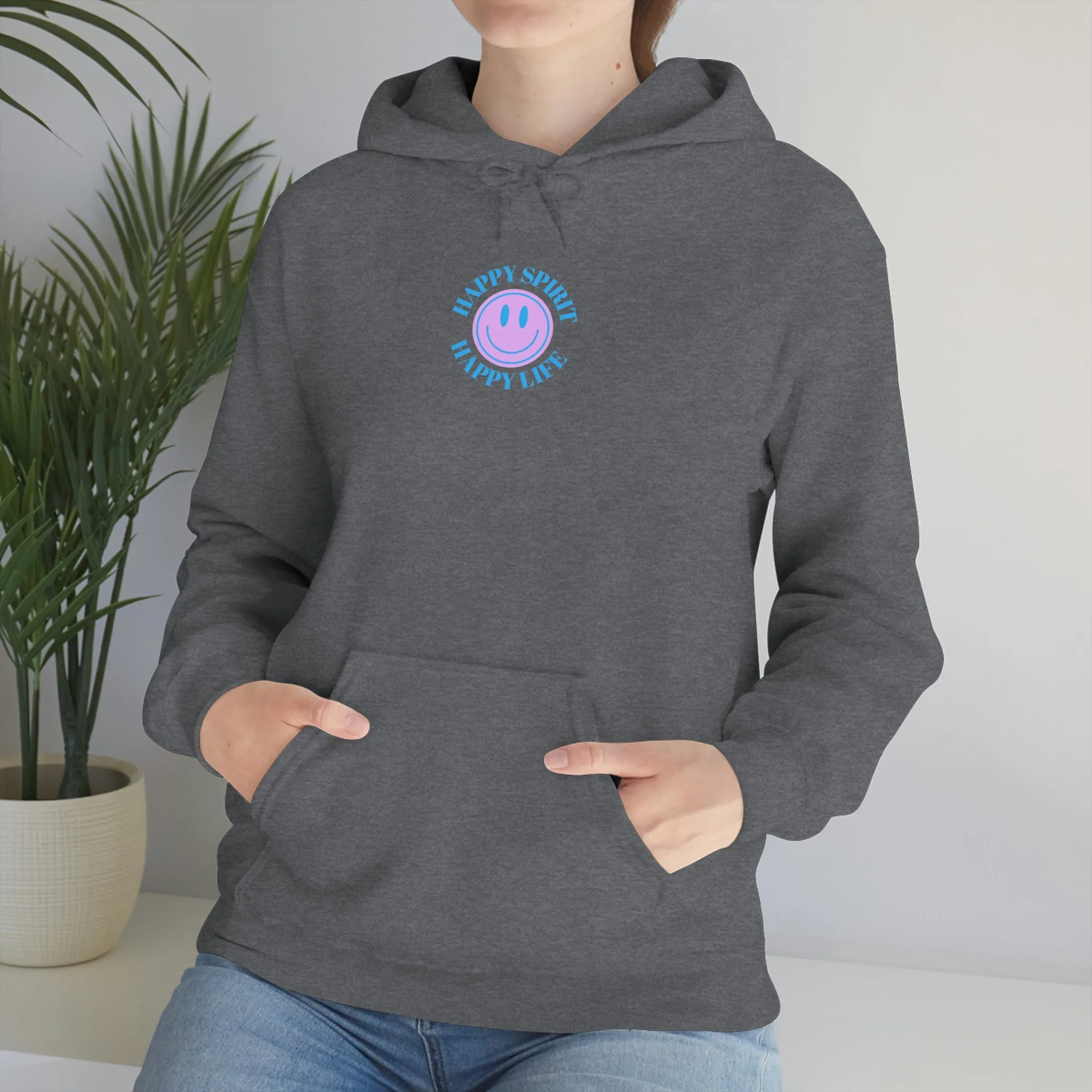 Happy Spirit Happy Life Sweatshirt, Gildan 18500 Hoodie, Oversized Hoodie, Front Back Print Trendy Sweatshirt, Beach Cover Up, Lake Cover