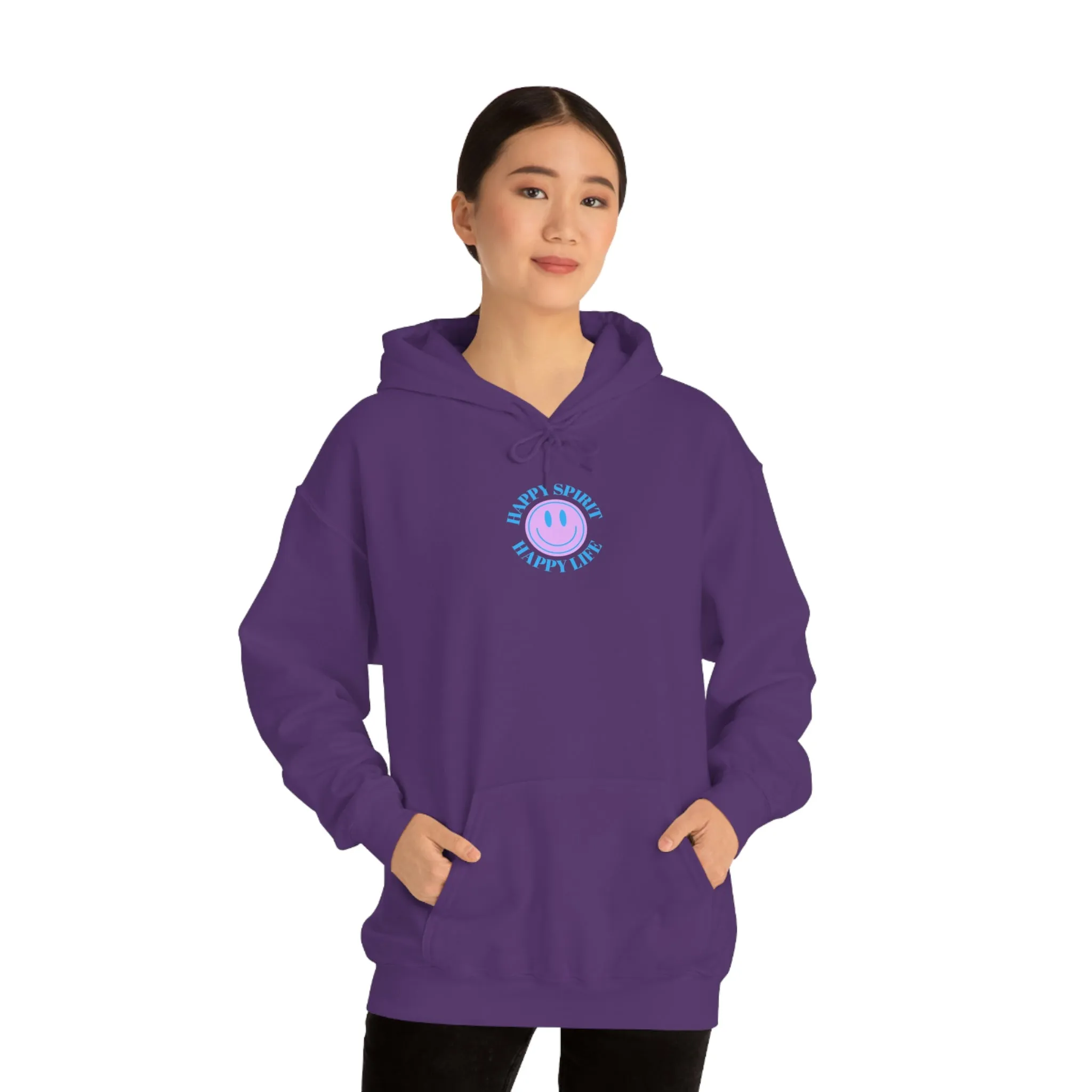 Happy Spirit Happy Life Sweatshirt, Gildan 18500 Hoodie, Oversized Hoodie, Front Back Print Trendy Sweatshirt, Beach Cover Up, Lake Cover