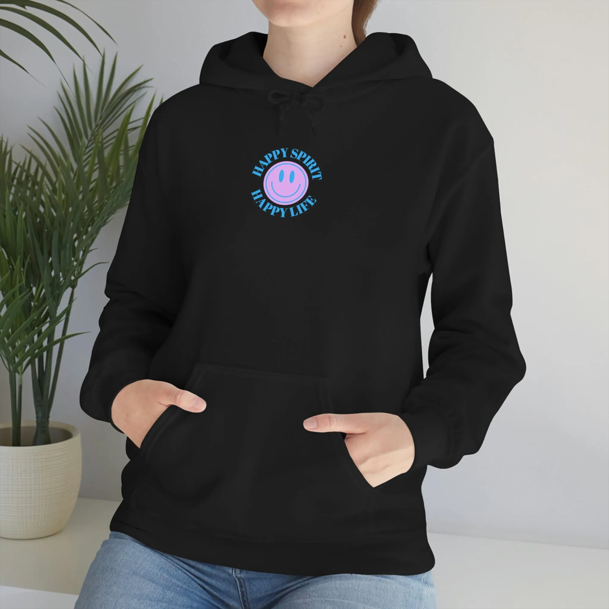 Happy Spirit Happy Life Sweatshirt, Gildan 18500 Hoodie, Oversized Hoodie, Front Back Print Trendy Sweatshirt, Beach Cover Up, Lake Cover