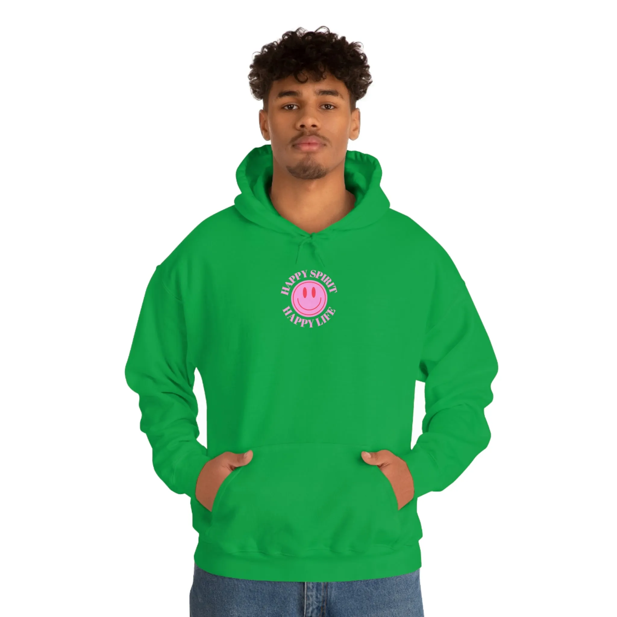 Happy Spirit Happy Life Sweatshirt, Pink Smile Lilac Hoodie, Oversized Hoodie, Front Back Print Trendy Sweatshirt, Beach Cover Up, Cover Up
