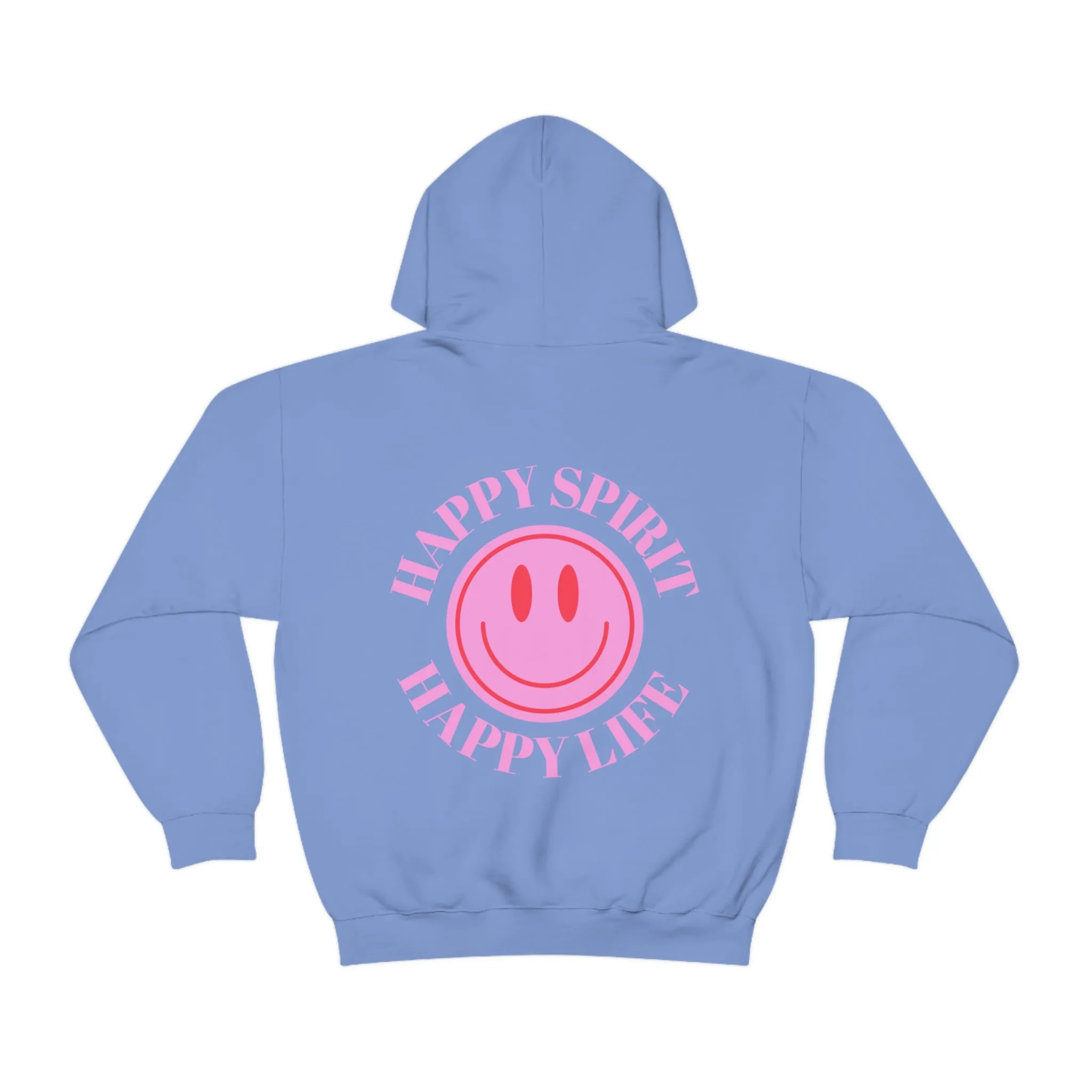 Happy Spirit Happy Life Sweatshirt, Pink Smile Lilac Hoodie, Oversized Hoodie, Front Back Print Trendy Sweatshirt, Beach Cover Up, Cover Up
