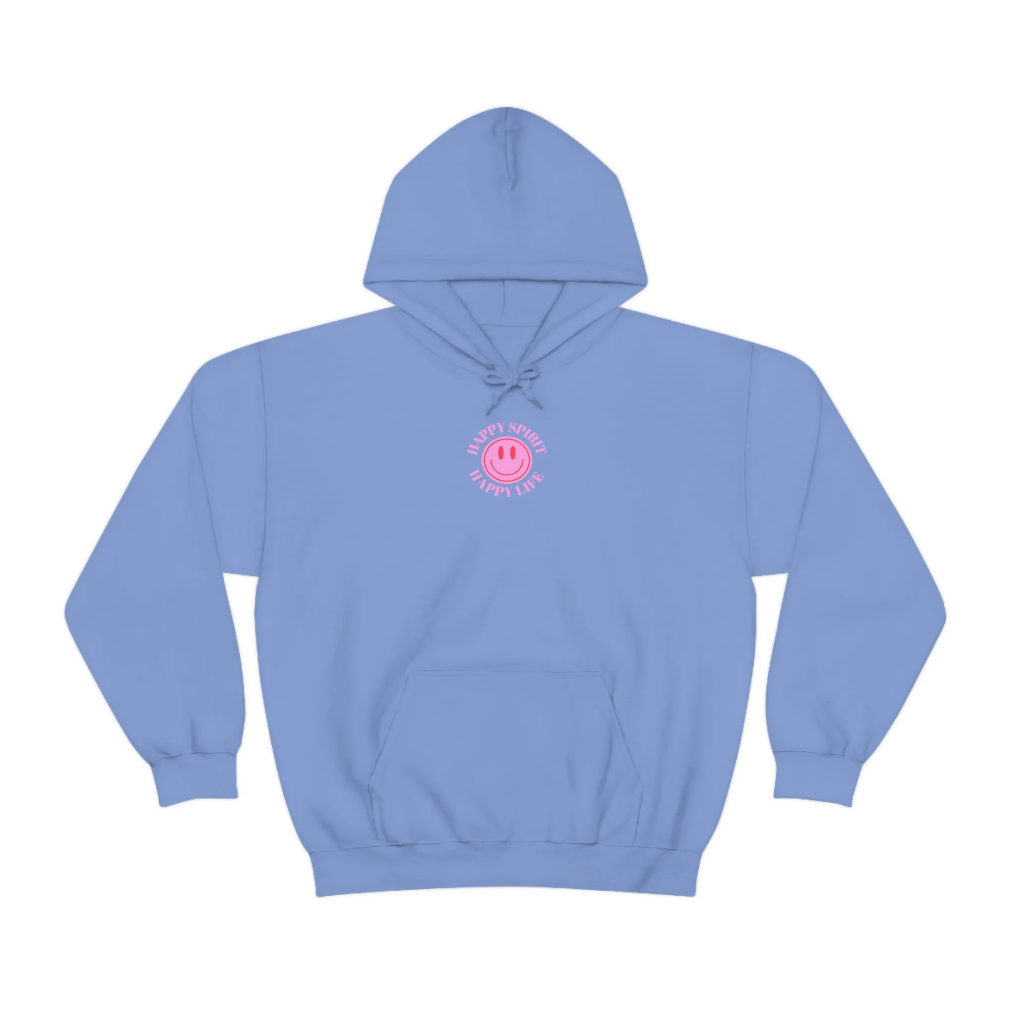 Happy Spirit Happy Life Sweatshirt, Pink Smile Lilac Hoodie, Oversized Hoodie, Front Back Print Trendy Sweatshirt, Beach Cover Up, Cover Up
