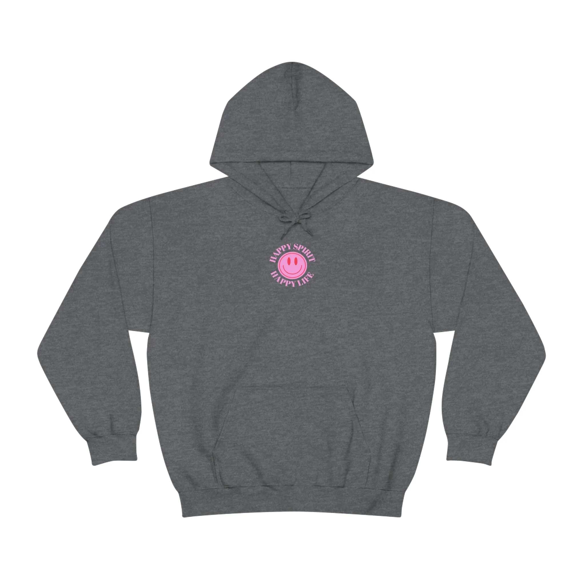 Happy Spirit Happy Life Sweatshirt, Pink Smile Lilac Hoodie, Oversized Hoodie, Front Back Print Trendy Sweatshirt, Beach Cover Up, Cover Up