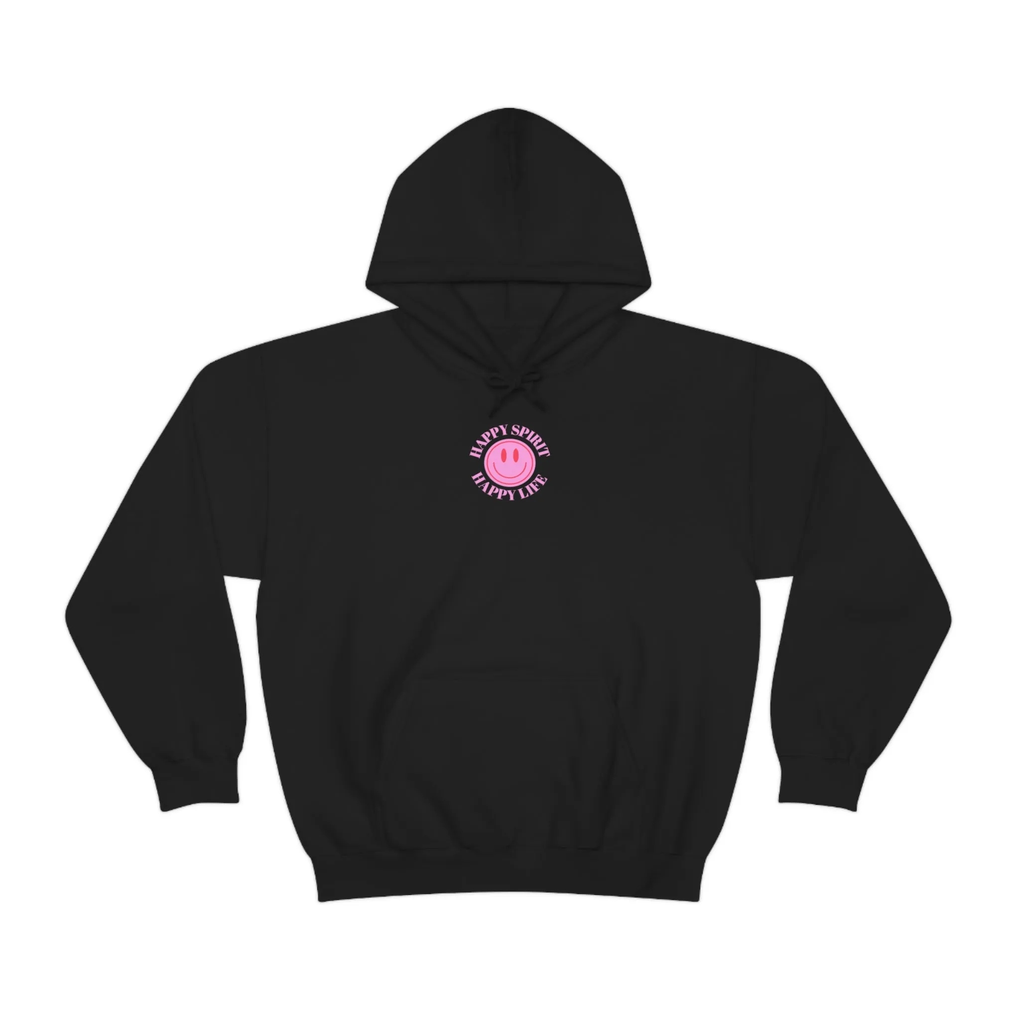 Happy Spirit Happy Life Sweatshirt, Pink Smile Lilac Hoodie, Oversized Hoodie, Front Back Print Trendy Sweatshirt, Beach Cover Up, Cover Up