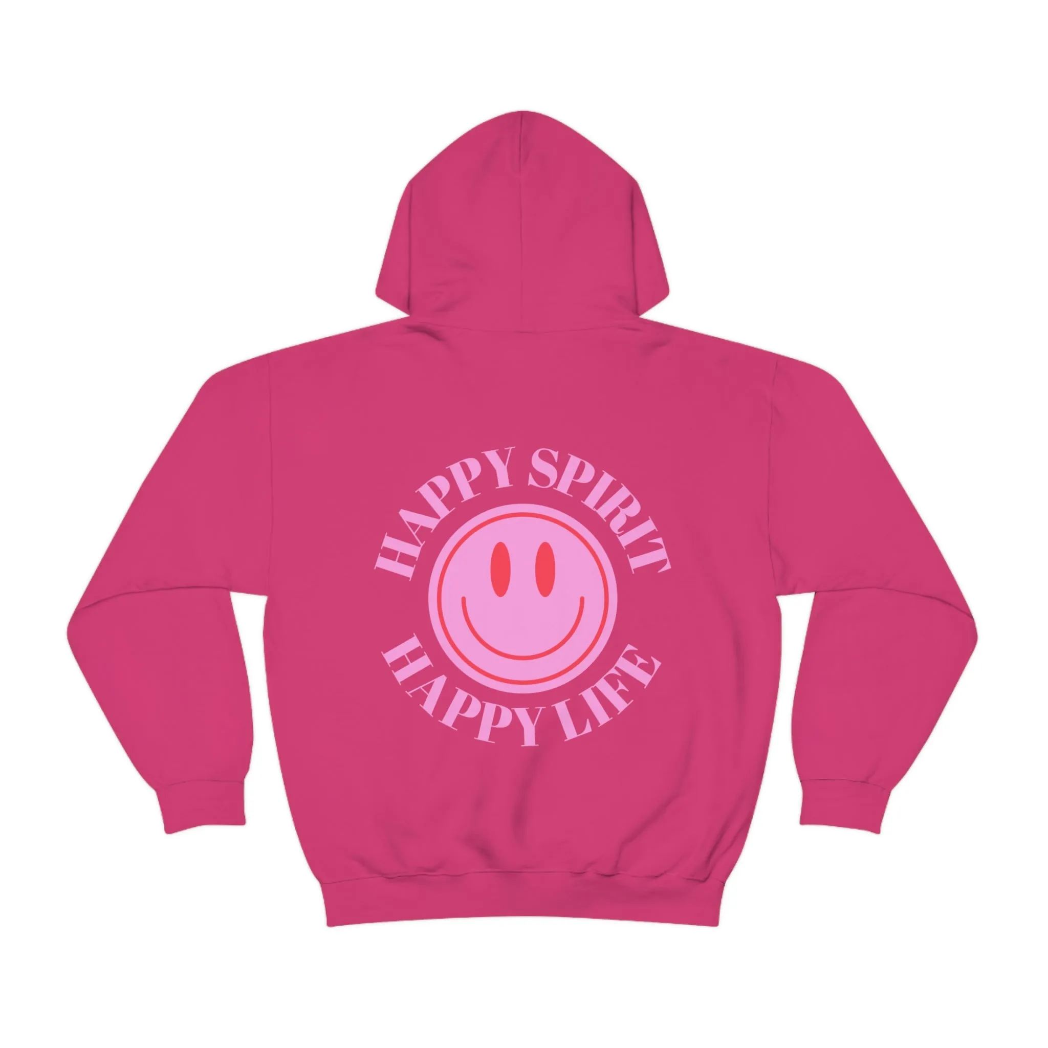 Happy Spirit Happy Life Sweatshirt, Pink Smile Lilac Hoodie, Oversized Hoodie, Front Back Print Trendy Sweatshirt, Beach Cover Up, Cover Up