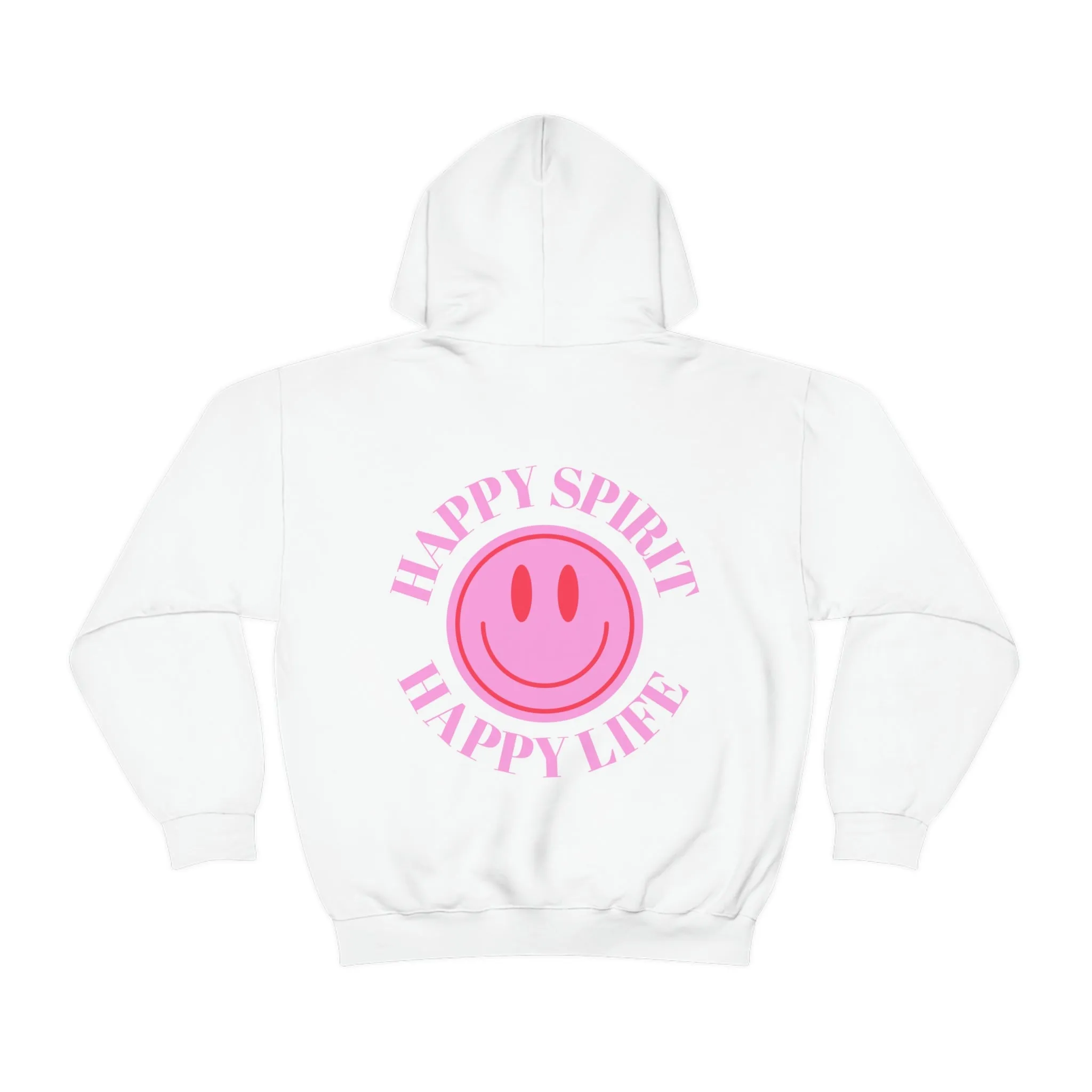 Happy Spirit Happy Life Sweatshirt, Pink Smile Lilac Hoodie, Oversized Hoodie, Front Back Print Trendy Sweatshirt, Beach Cover Up, Cover Up
