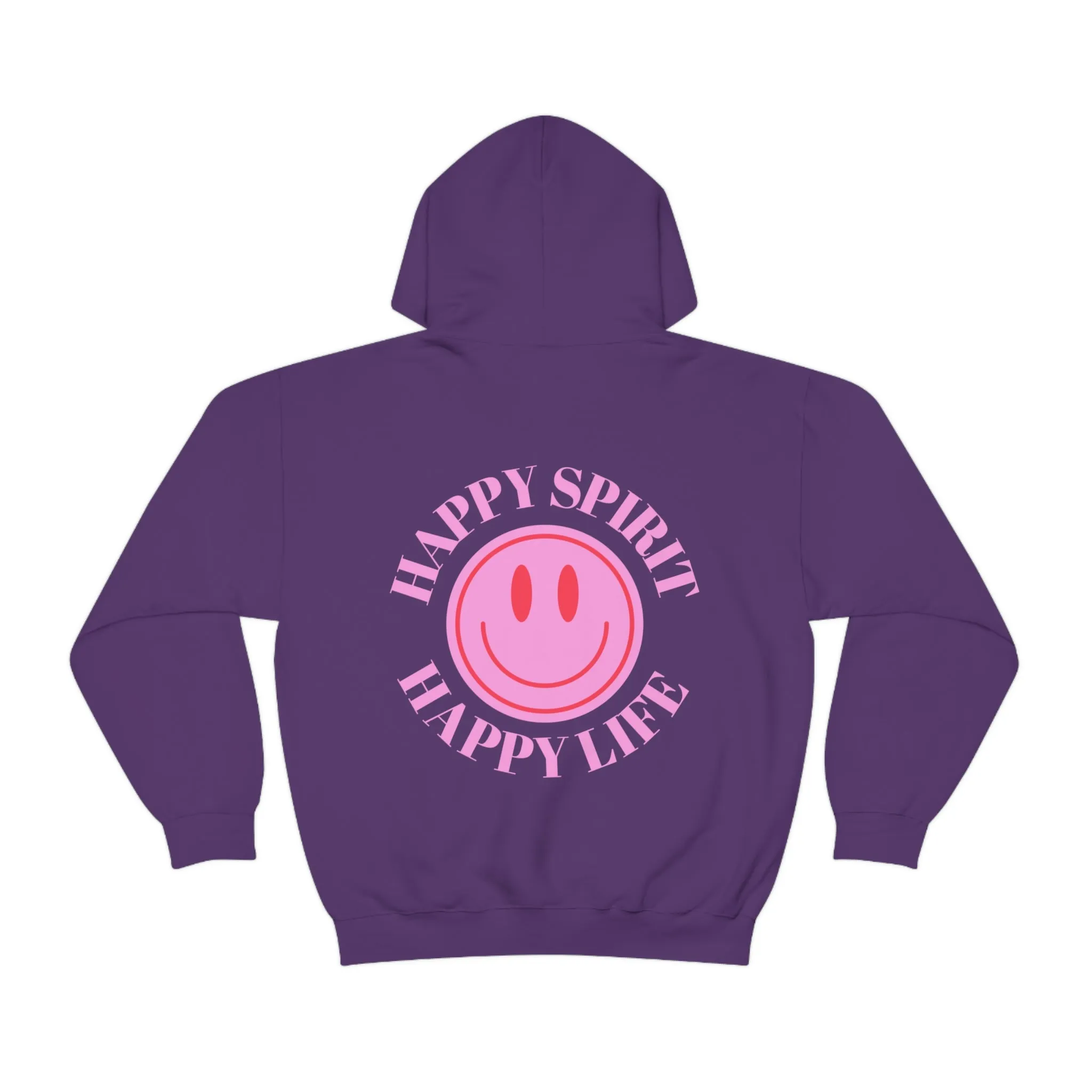 Happy Spirit Happy Life Sweatshirt, Pink Smile Lilac Hoodie, Oversized Hoodie, Front Back Print Trendy Sweatshirt, Beach Cover Up, Cover Up