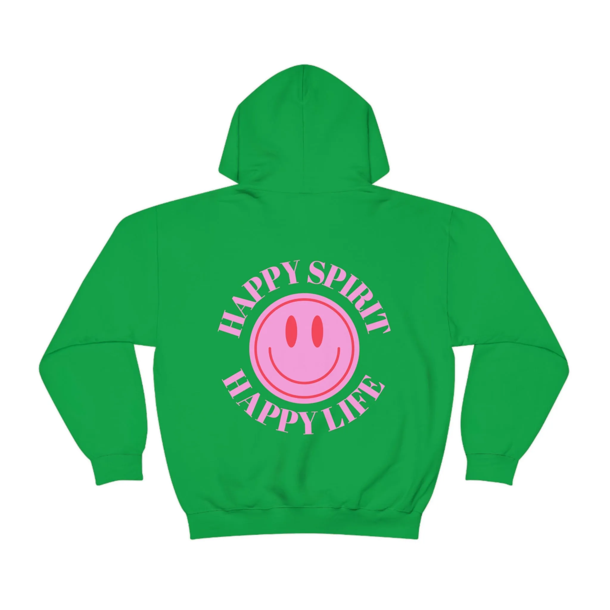Happy Spirit Happy Life Sweatshirt, Pink Smile Lilac Hoodie, Oversized Hoodie, Front Back Print Trendy Sweatshirt, Beach Cover Up, Cover Up
