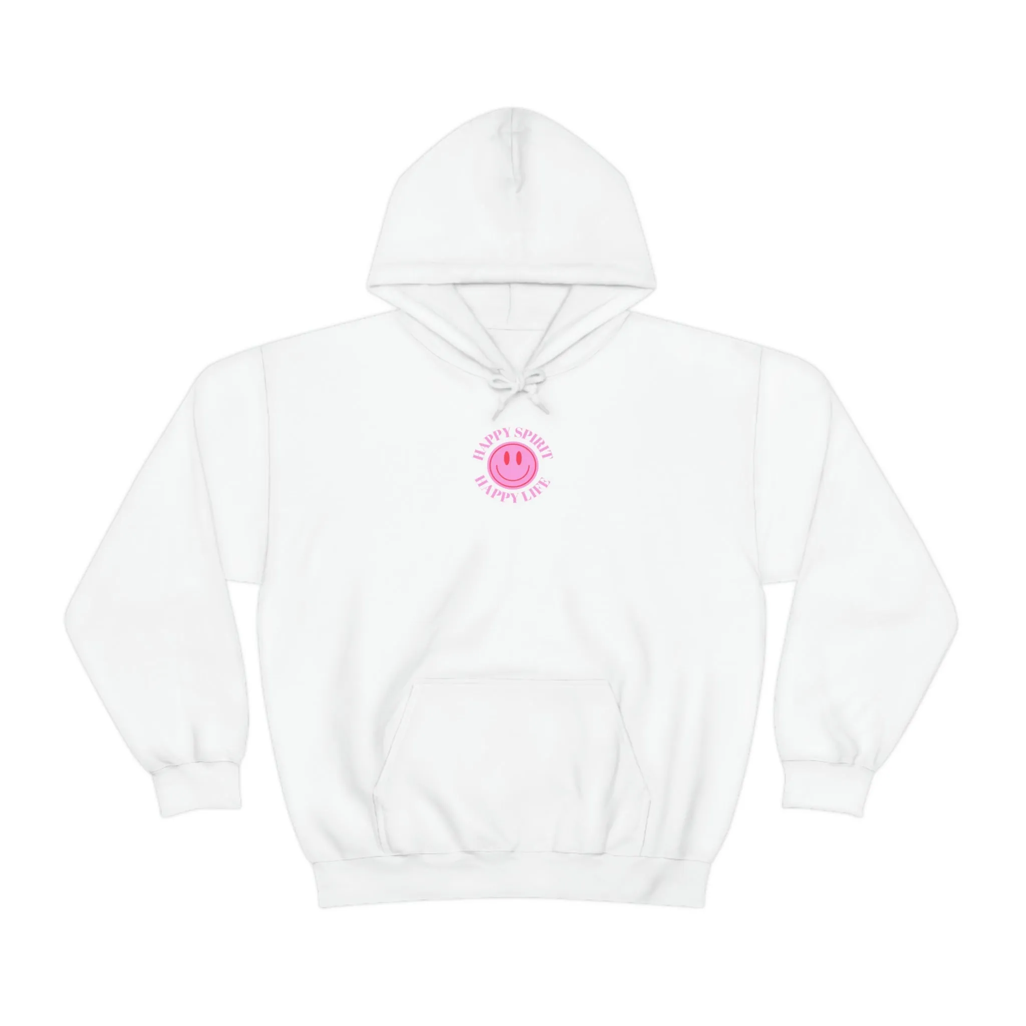 Happy Spirit Happy Life Sweatshirt, Pink Smile Lilac Hoodie, Oversized Hoodie, Front Back Print Trendy Sweatshirt, Beach Cover Up, Cover Up