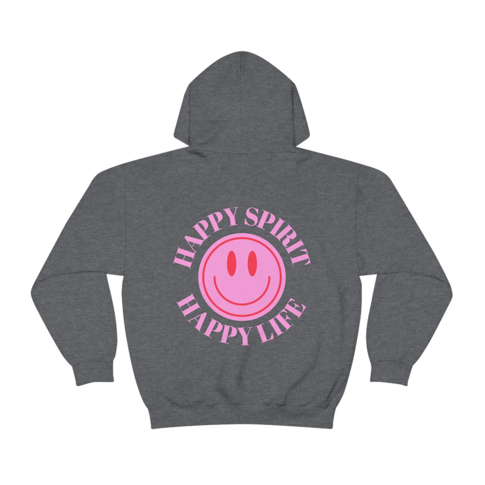 Happy Spirit Happy Life Sweatshirt, Pink Smile Lilac Hoodie, Oversized Hoodie, Front Back Print Trendy Sweatshirt, Beach Cover Up, Cover Up
