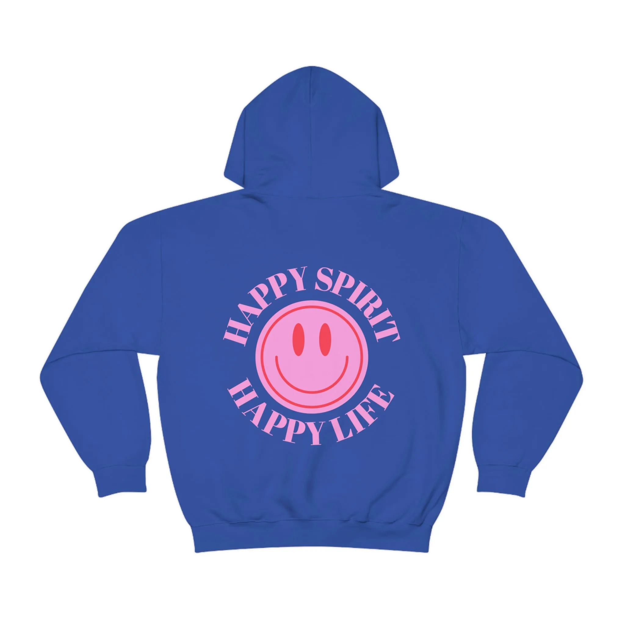 Happy Spirit Happy Life Sweatshirt, Pink Smile Lilac Hoodie, Oversized Hoodie, Front Back Print Trendy Sweatshirt, Beach Cover Up, Cover Up