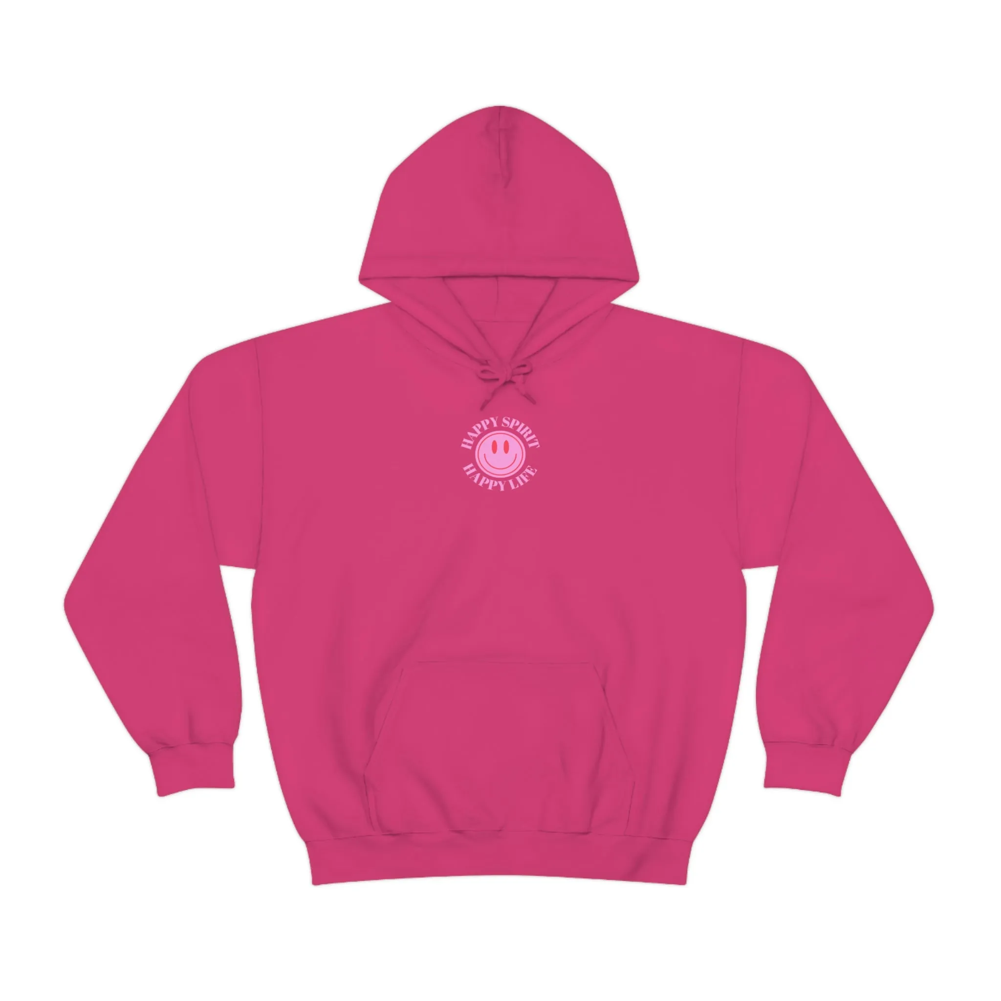 Happy Spirit Happy Life Sweatshirt, Pink Smile Lilac Hoodie, Oversized Hoodie, Front Back Print Trendy Sweatshirt, Beach Cover Up, Cover Up