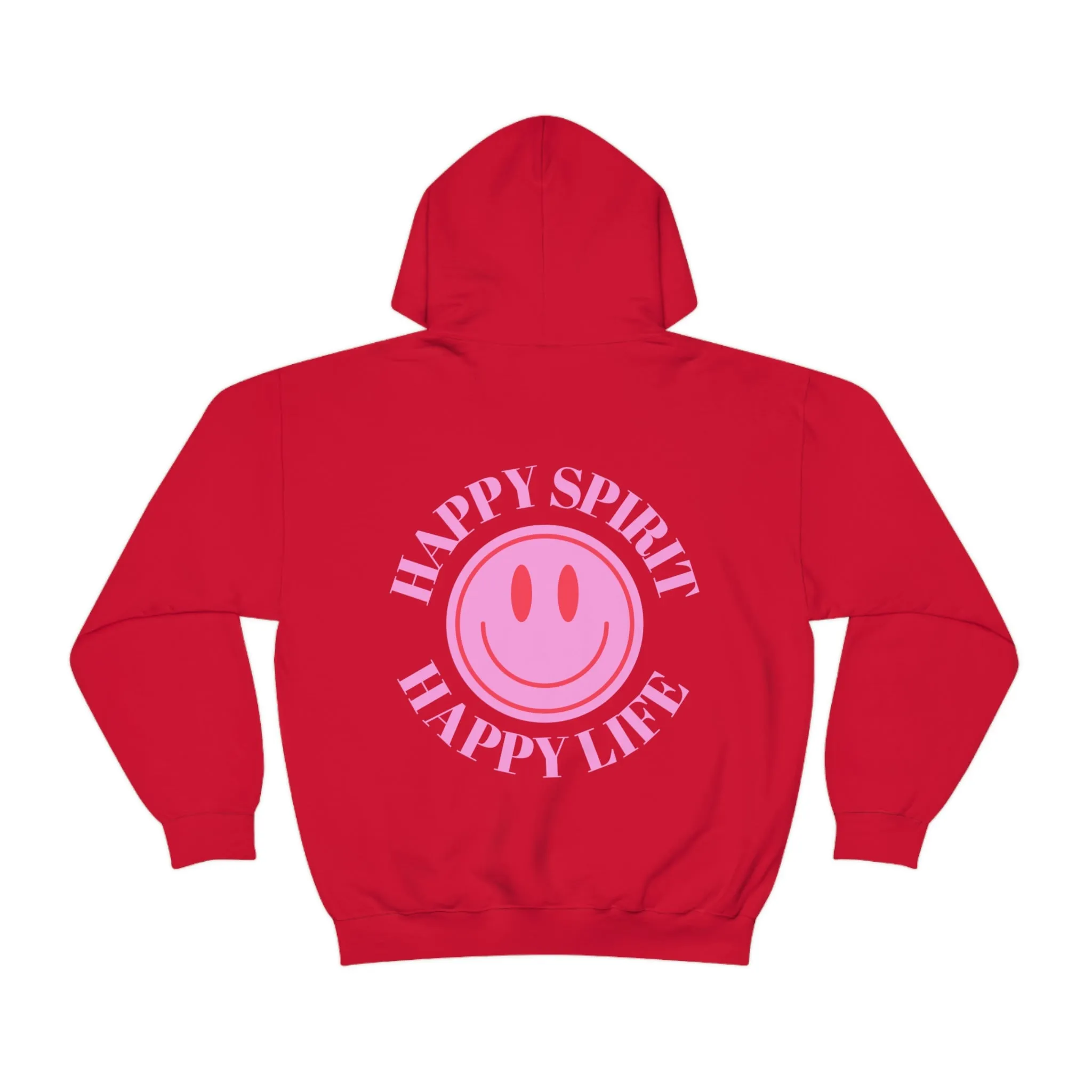 Happy Spirit Happy Life Sweatshirt, Pink Smile Lilac Hoodie, Oversized Hoodie, Front Back Print Trendy Sweatshirt, Beach Cover Up, Cover Up