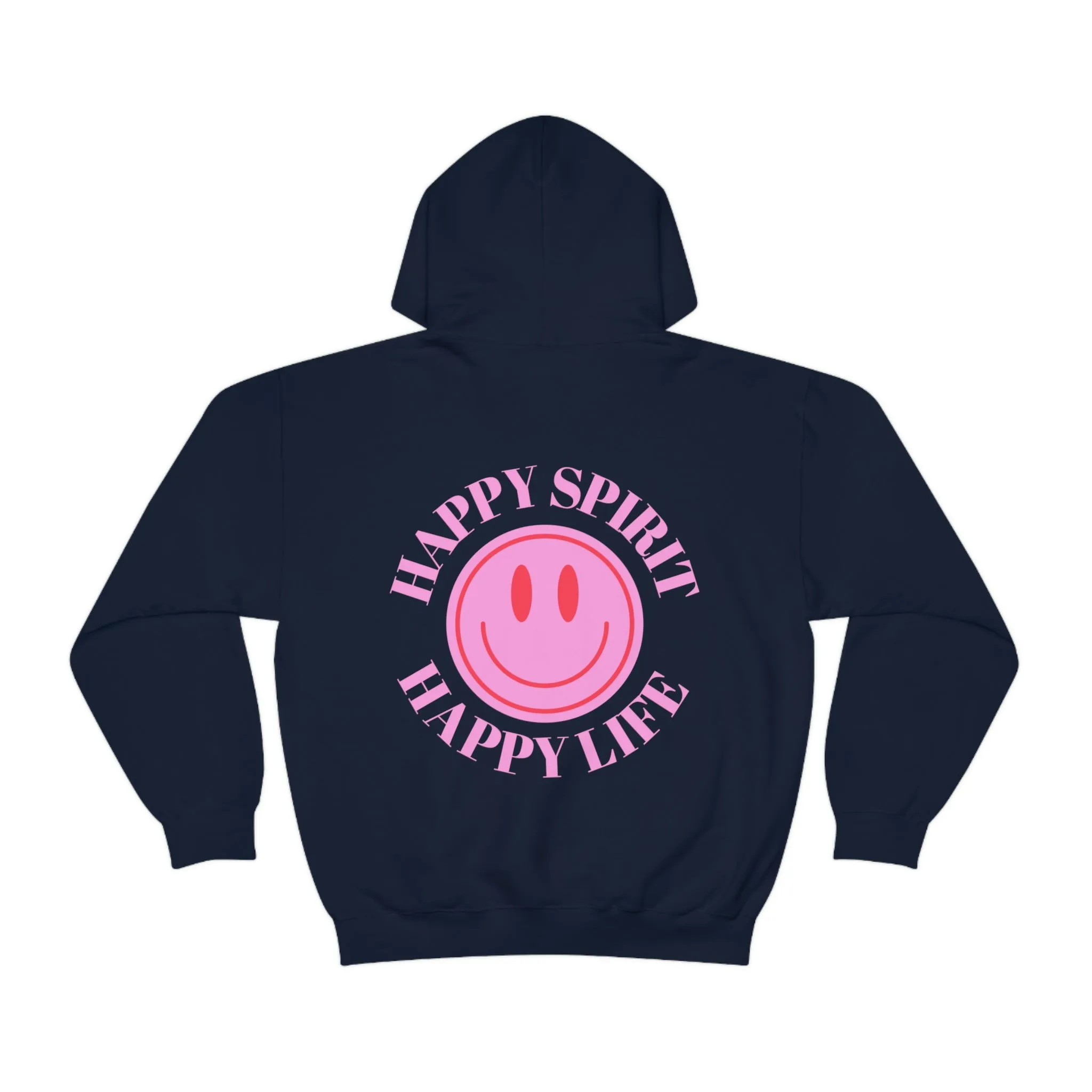 Happy Spirit Happy Life Sweatshirt, Pink Smile Lilac Hoodie, Oversized Hoodie, Front Back Print Trendy Sweatshirt, Beach Cover Up, Cover Up