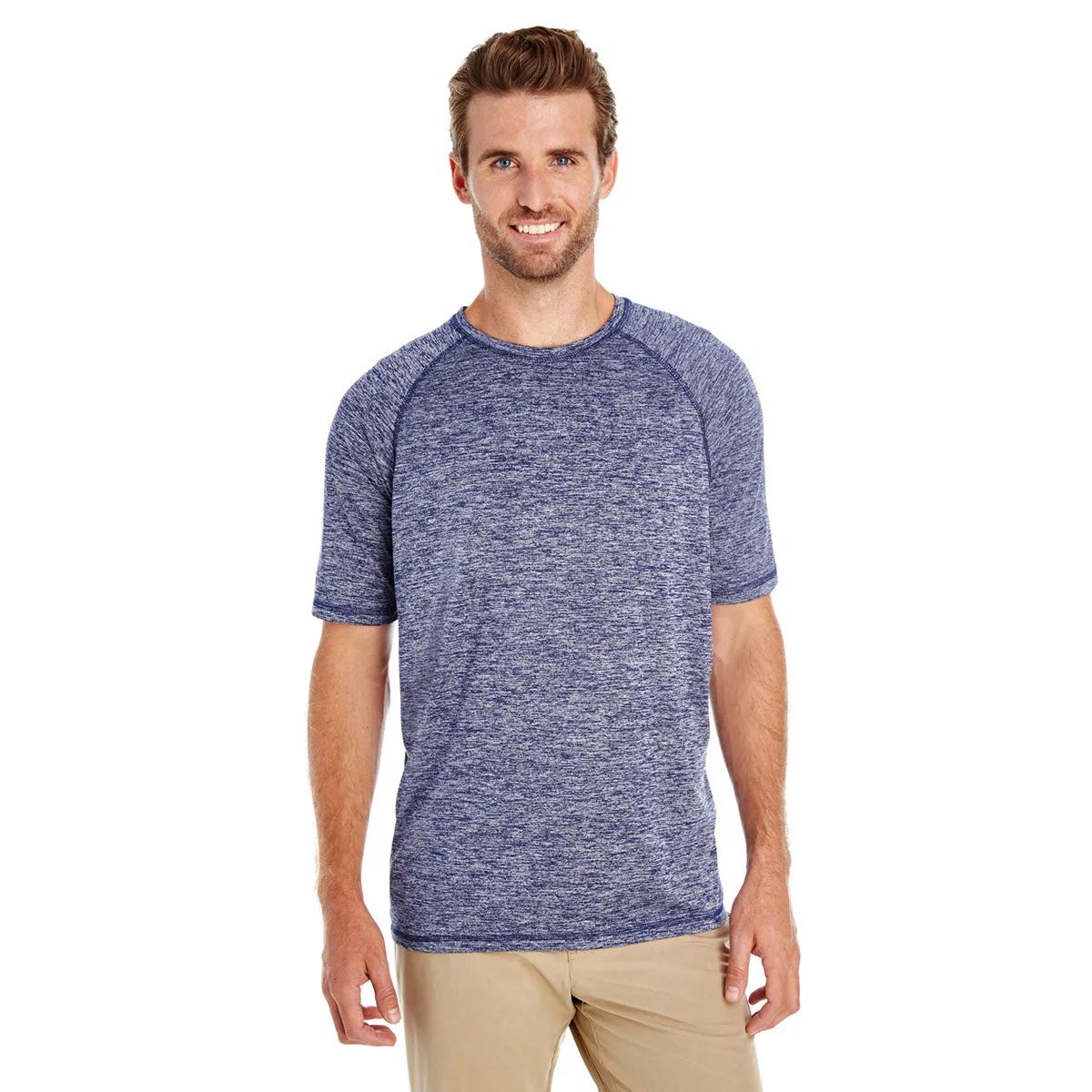 Holloway Men's Navy Heather Electrify 2.0 Short-Sleeve