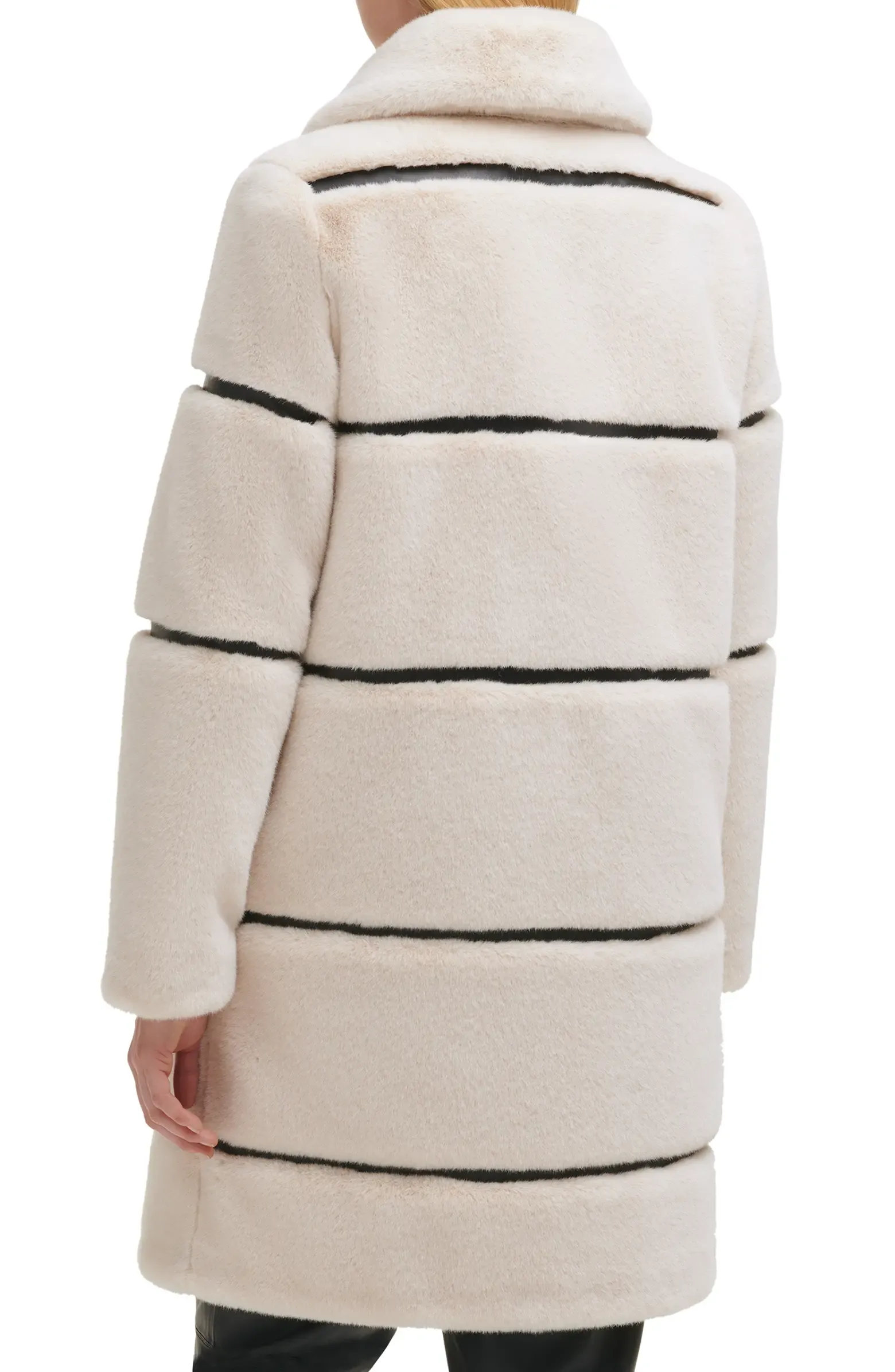 Karl Lagerfeld Paris Paneled Faux Fur Coat - Oyster