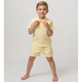 Lemon Linen Shorts & Hat Set