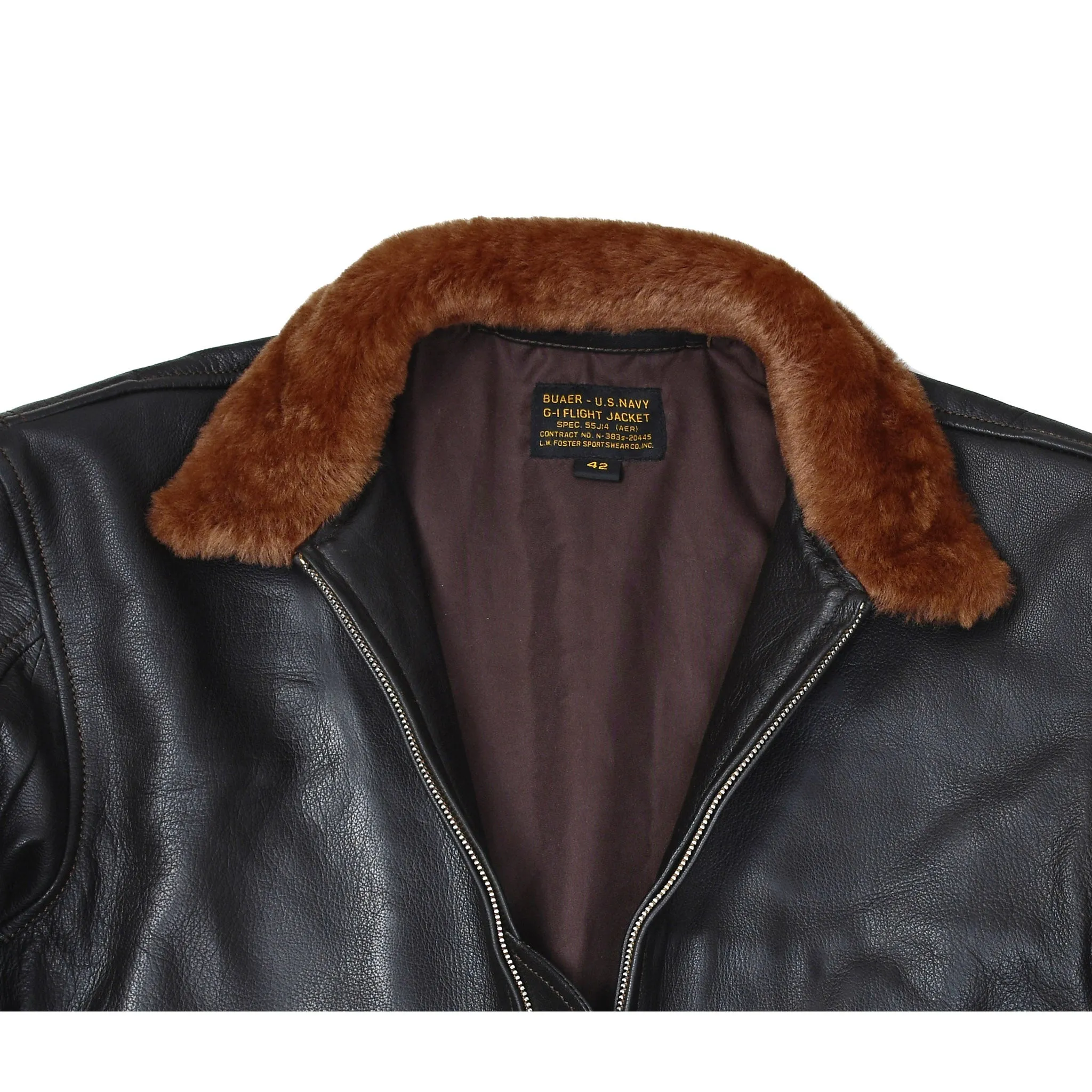 Men's G-1 55J14 Naval US Military Leather Flight Bomber Jacket