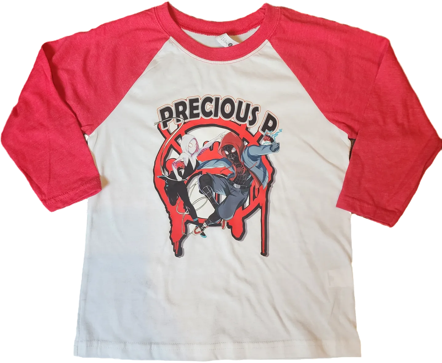 Miles Morales and Spider Gwen Red Youth Raglan